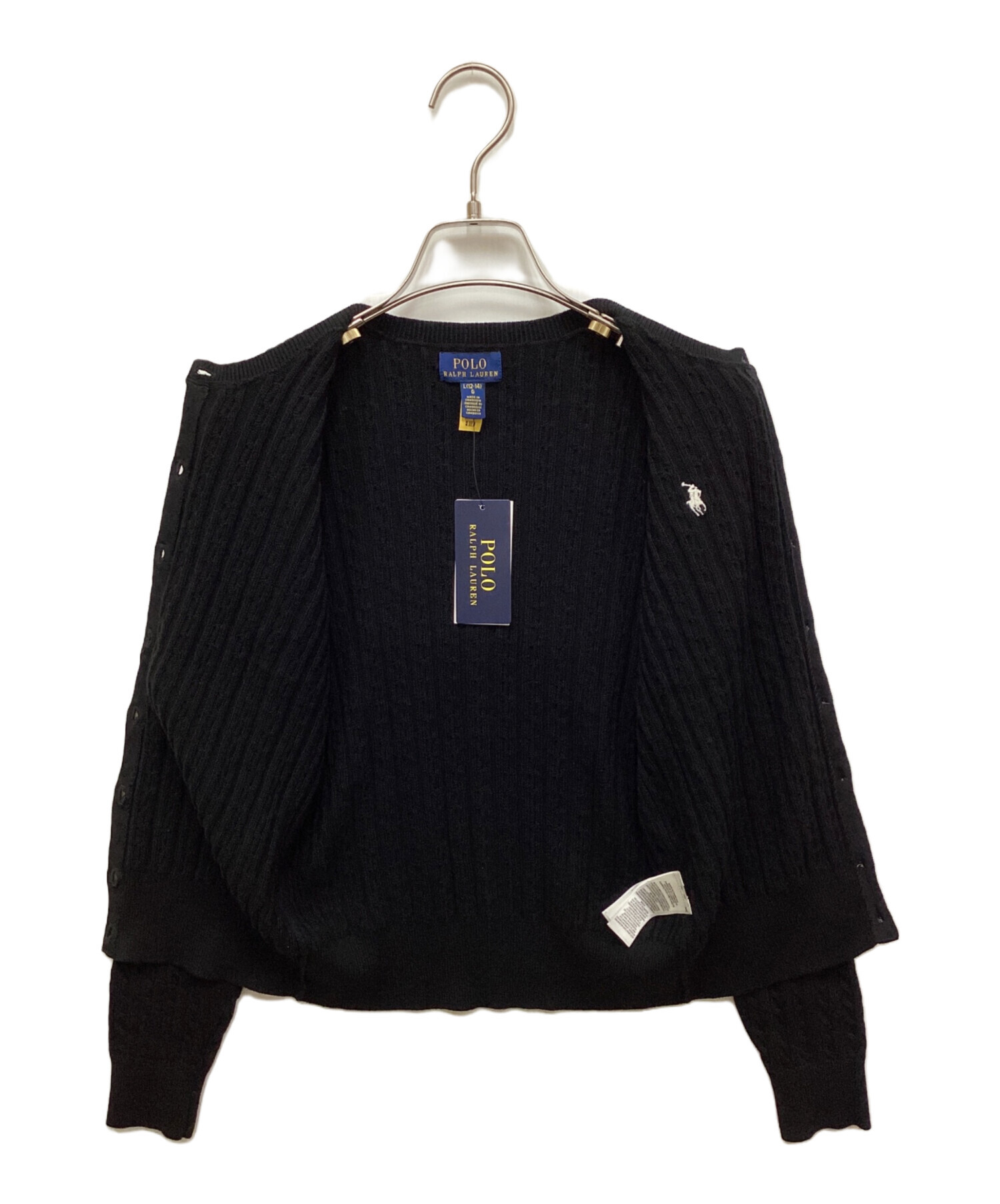 古着 RALPH LAUREN ラルフローレン ワンポイントロゴ 長袖 ニットカーディガン L ブラック レディース Ralph Lauren - 古着 RALPH LAUREN ラルフローレン ワンポイントロゴ