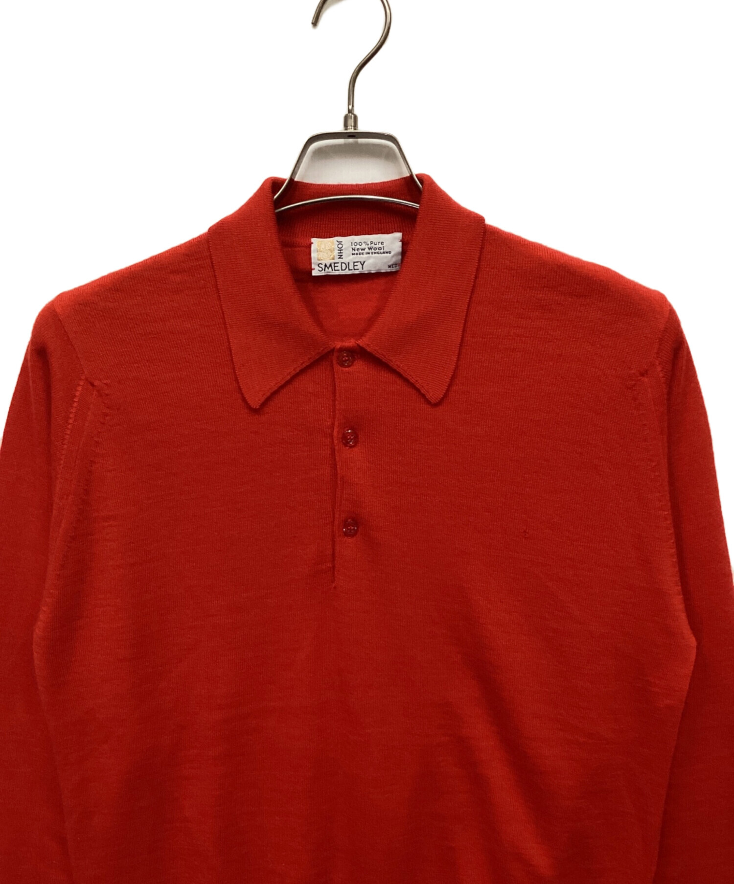 JOHN SMEDLEY レッド ポロシャツ Lサイズ 中古・古着通販】JOHN SMEDLEY (ジョンスメドレー) ニットポロシャツ