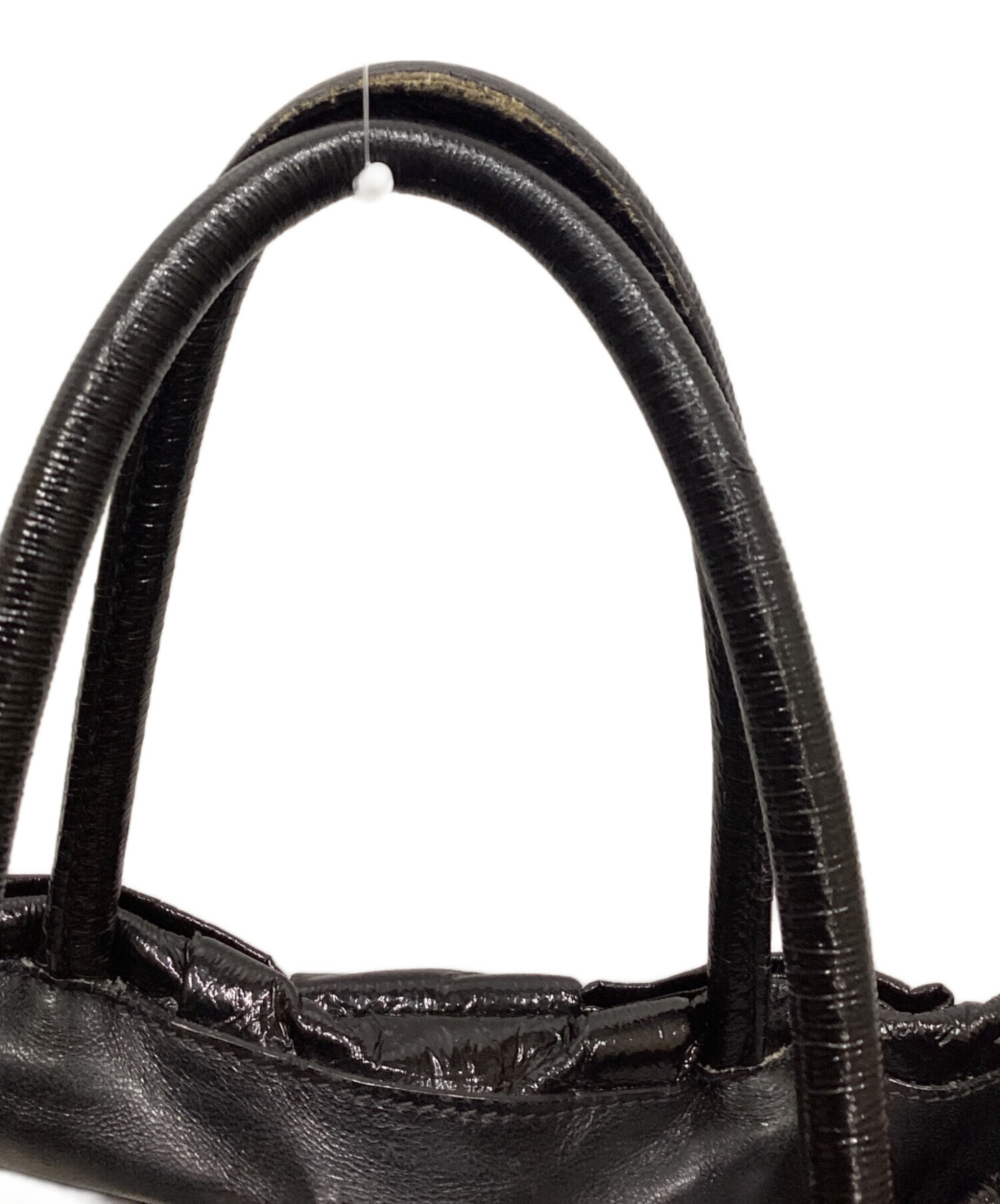 中古・古着通販】PRADA (プラダ) エナメルリボンバッグ ブラック