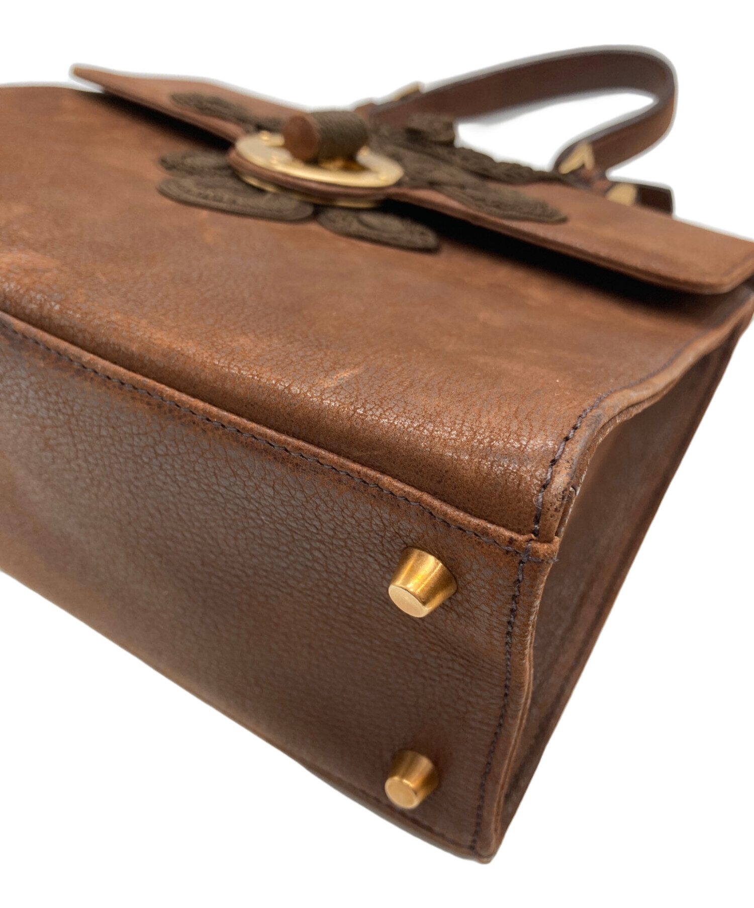 中古・古着通販】PRADA (プラダ) ターンロックレザーハンドバッグ