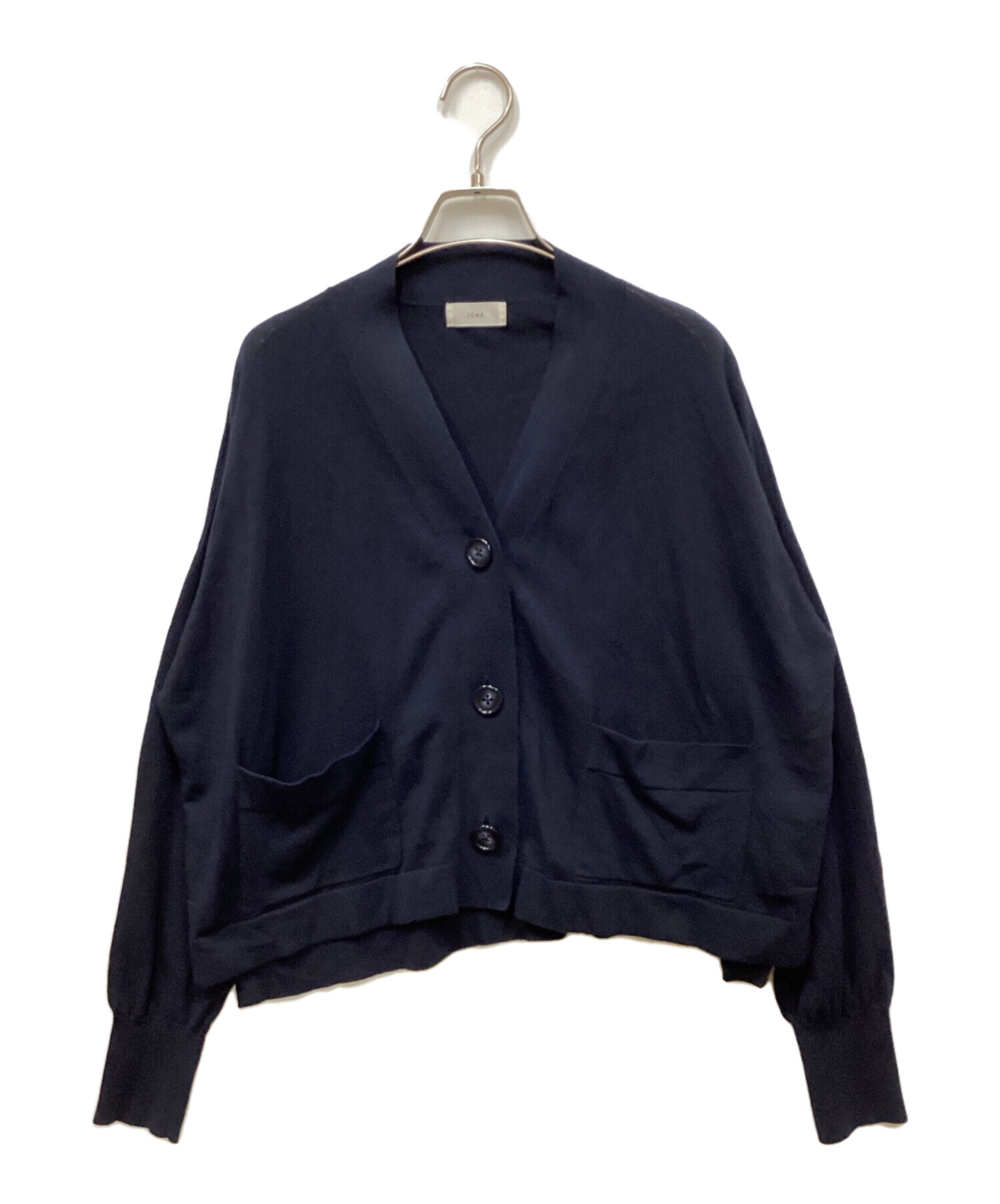 IENA ドライコットン　ネイビー カーディガン 中古・古着通販】IENA (イエナ) ドライコットン Vネックカーディガン