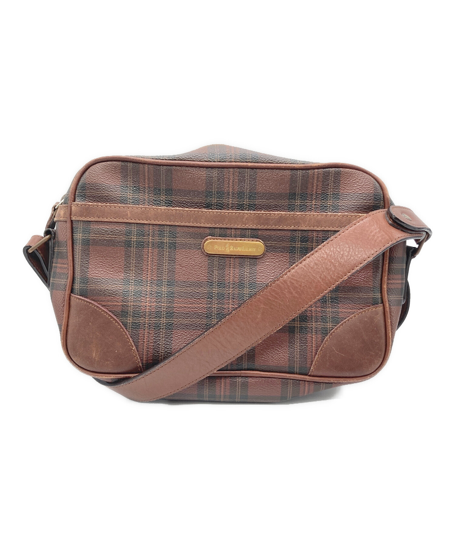 美品　ポロ ラルフ ローレン　タータンチェック柄　ショルダーバッグ　ブラウン 中古・古着通販】POLO RALPH LAUREN (ポロ・ラルフローレン) タータン