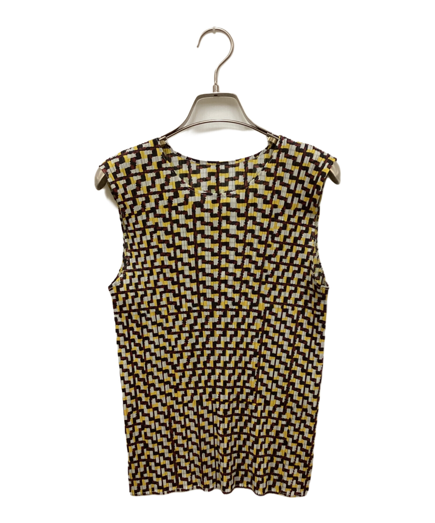 PLEATS PLEASE カットソー　ノースリーブ 中古・古着通販】PLEATS PLEASE (プリーツプリーズ) Vネック