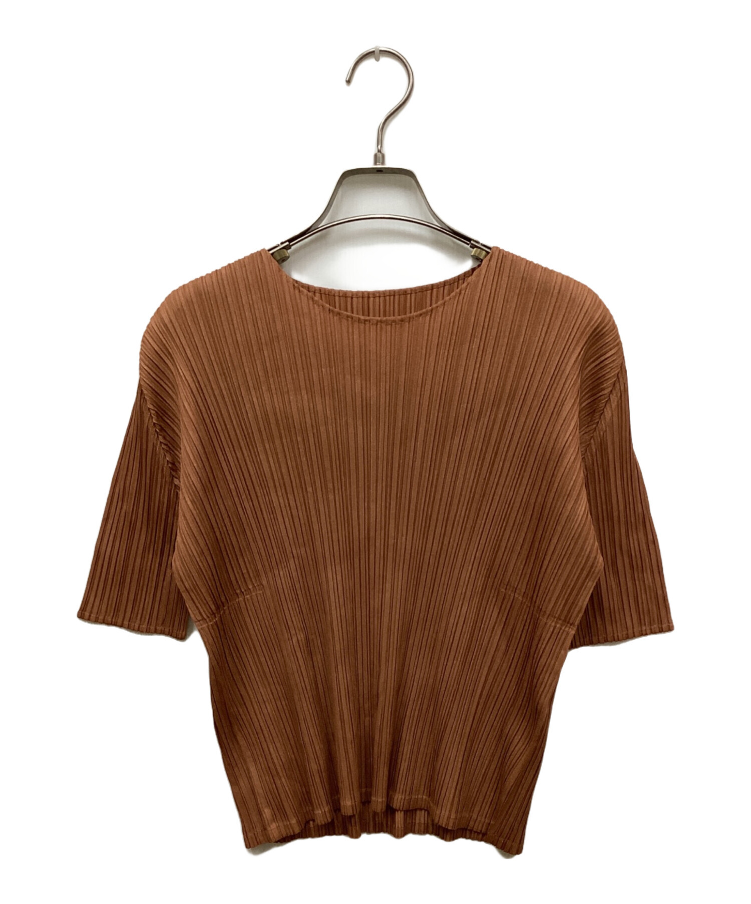 ISSEY MIYAKE プリーツ 半袖トップス ブラウンカラー3美品 Issey miyake プリーツ トップス 半袖 ISSEY MIYAKE プリーツ