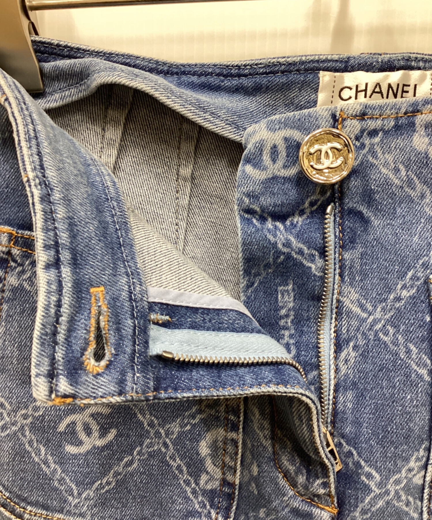 CHANEL シャネル　01A フレアパンツ　切り替え　レザー　ココマーク　M 中古・古着通販】CHANEL (シャネル) カメリアココマークフレアデニム