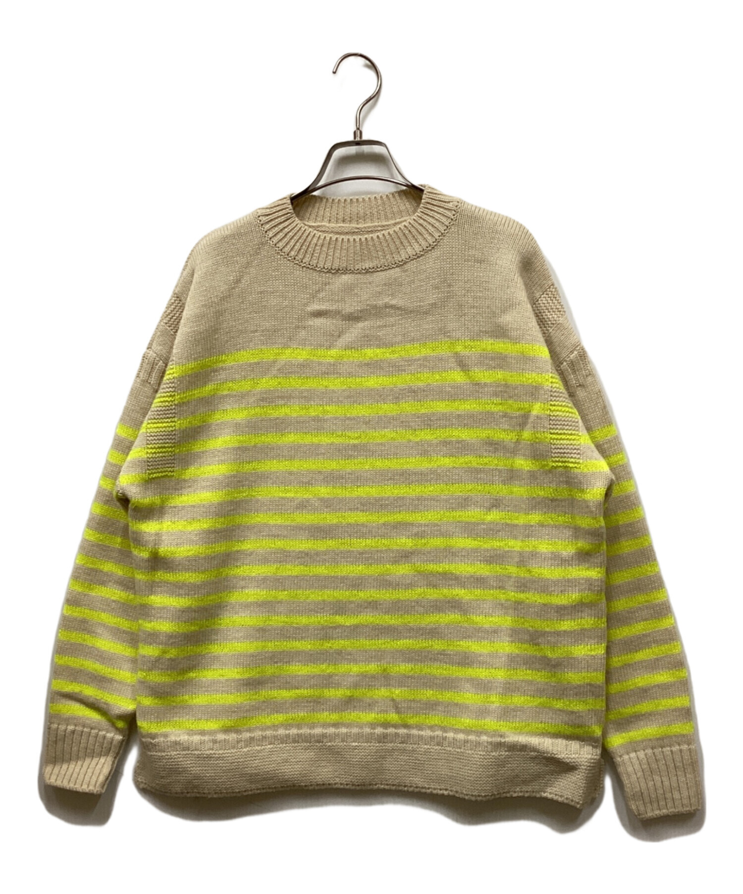 中古・古着通販】maillot (マイヨ) パネルボーダーニット イエロー 