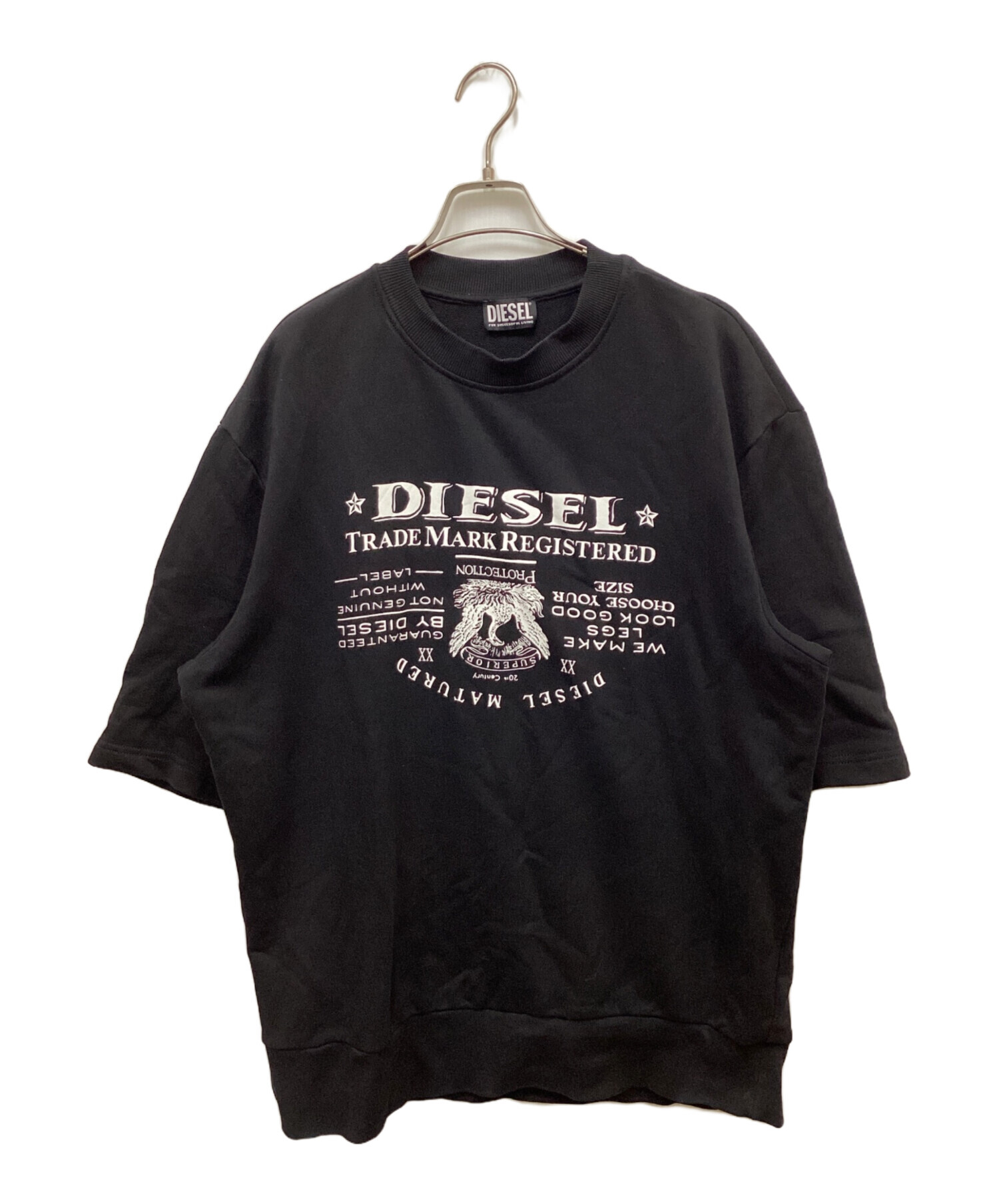 中古・古着通販】DIESEL (ディーゼル) 半袖スウェット ブラック サイズ 