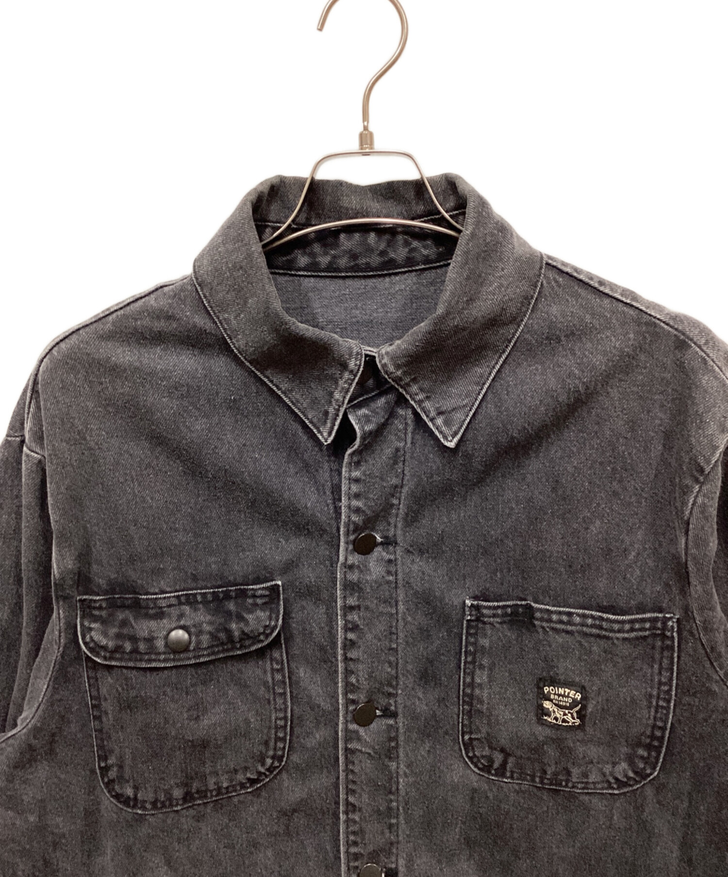 USA製 古着 80's ポインター カバーオール ブラック オーバーダイ 中古・古着通販】Pointer (ポインター) ブラックデニムカバーオール