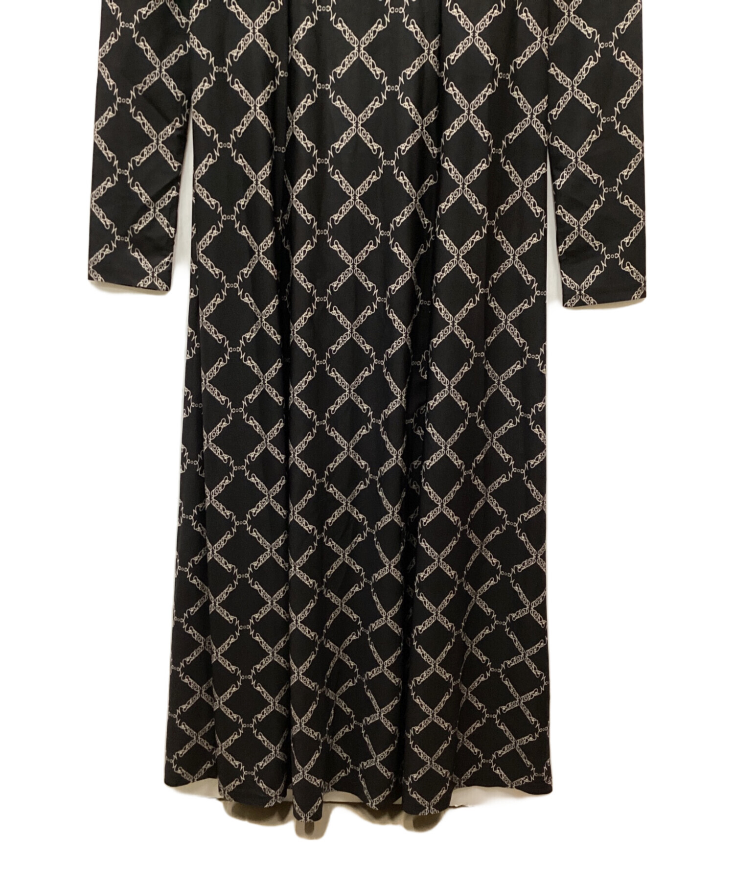 PAMEO POSE Chain Line Knit Dress ロング 黒 中古・古着通販】PAMEO POSE (パメオポーズ) Nerd Pattern Long Dress