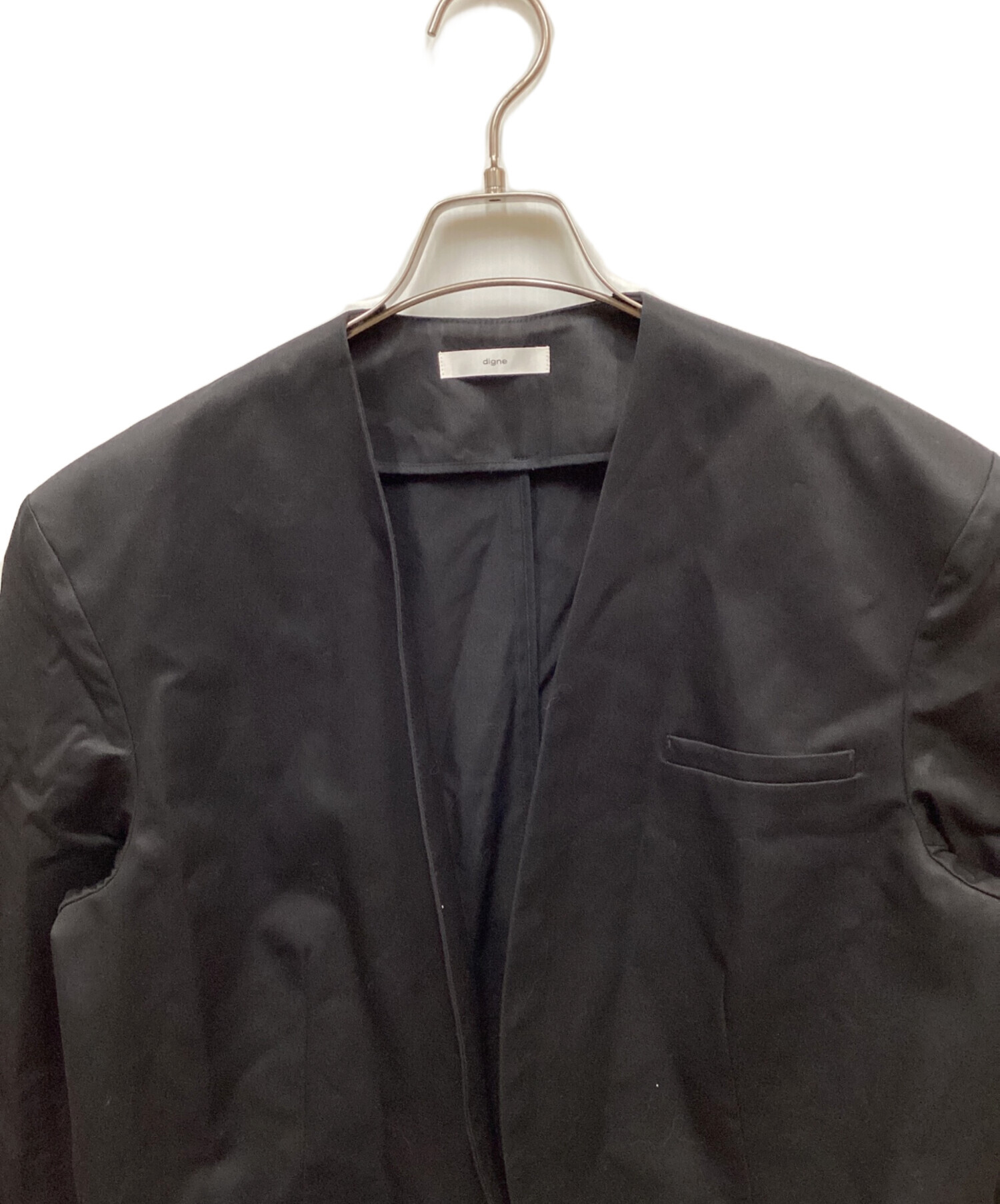 中古・古着通販】digne (ディニュ) collarless jacket/カラーレス