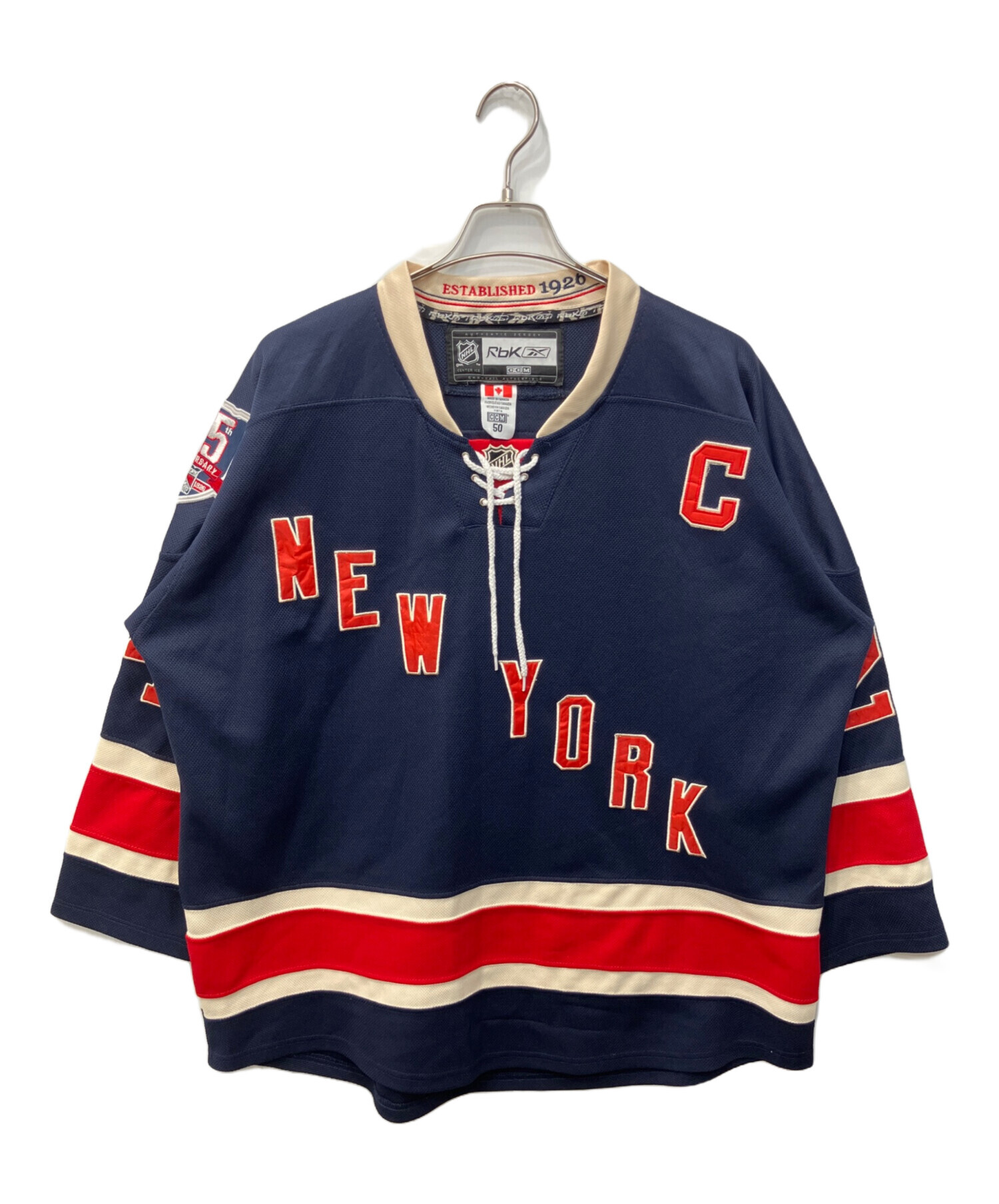 NHL ニューヨーク・レンジャーズ NYR 刺繍ロゴ　ホッケーシャツ 中古・古着通販】REEBOK (リーボック) NHL (エヌエイチエル