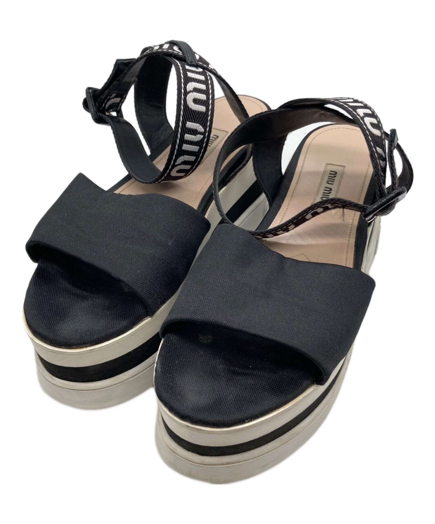 中古・古着通販】MIU MIU (ミュウミュウ) 厚底ロゴストラップサンダル