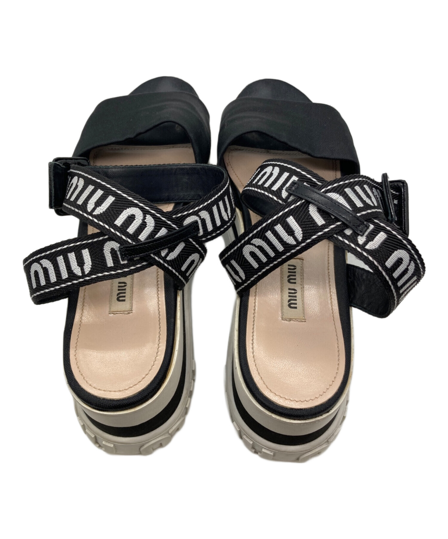 中古・古着通販】MIU MIU (ミュウミュウ) 厚底ロゴストラップサンダル