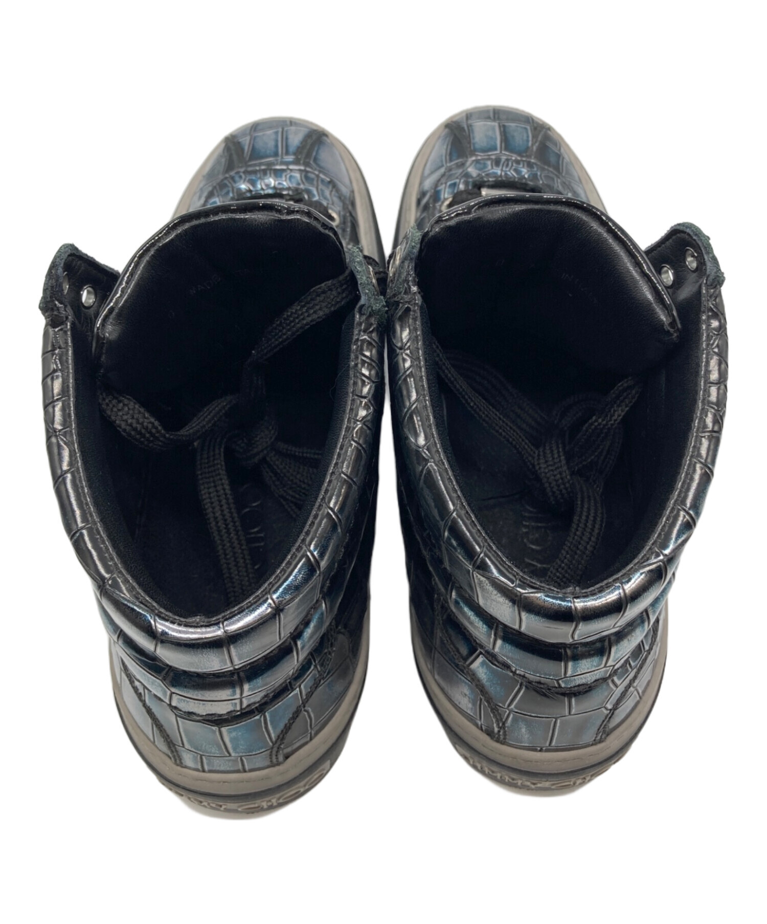 JIMMY CHOO◇クロコ型押し/ハイカットスニーカー/43.5/BLK 【公式通販】