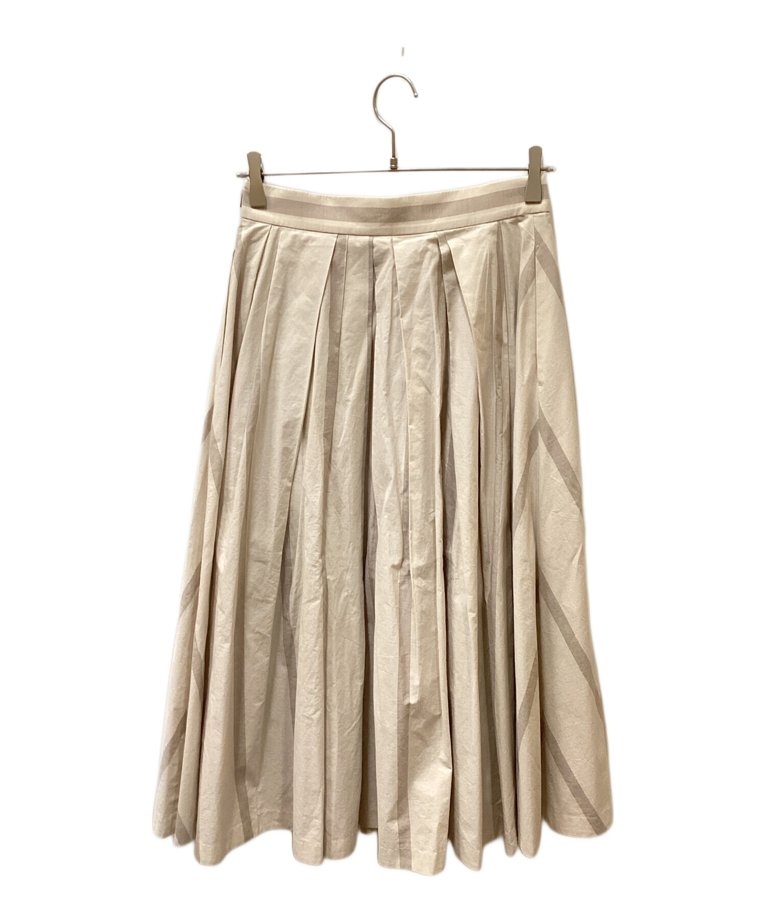 中古・古着通販】EBURE (エブール) ストライプロングスカート ベージュ