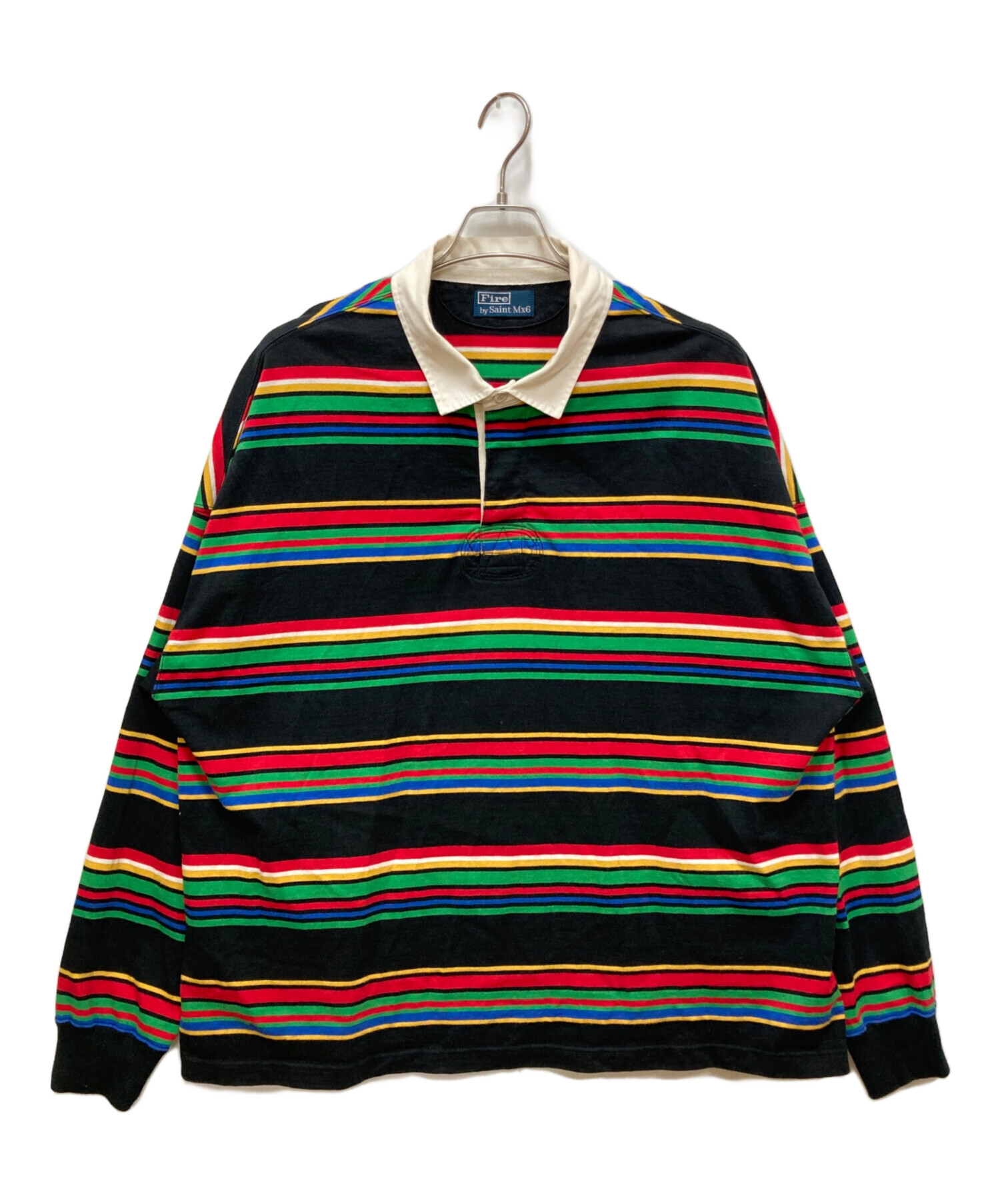 セントマイケル　ラガーシャツ　グリーン×ブラック　XL 中古・古着通販】SAINT MICHAEL (セントマイケル) RUGGER SHIRT MULTI