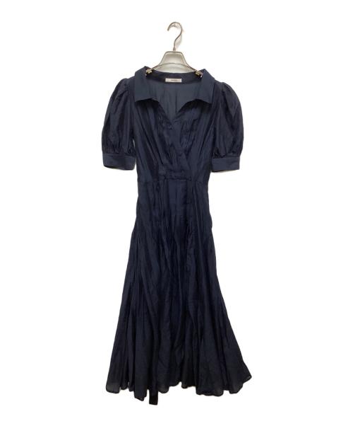 SNIDEL(スナイデル) カシュクールシャツワンピース　ネイビー　サイズ１ 中古・古着通販】Snidel (スナイデル) カシュクールシャツワンピース