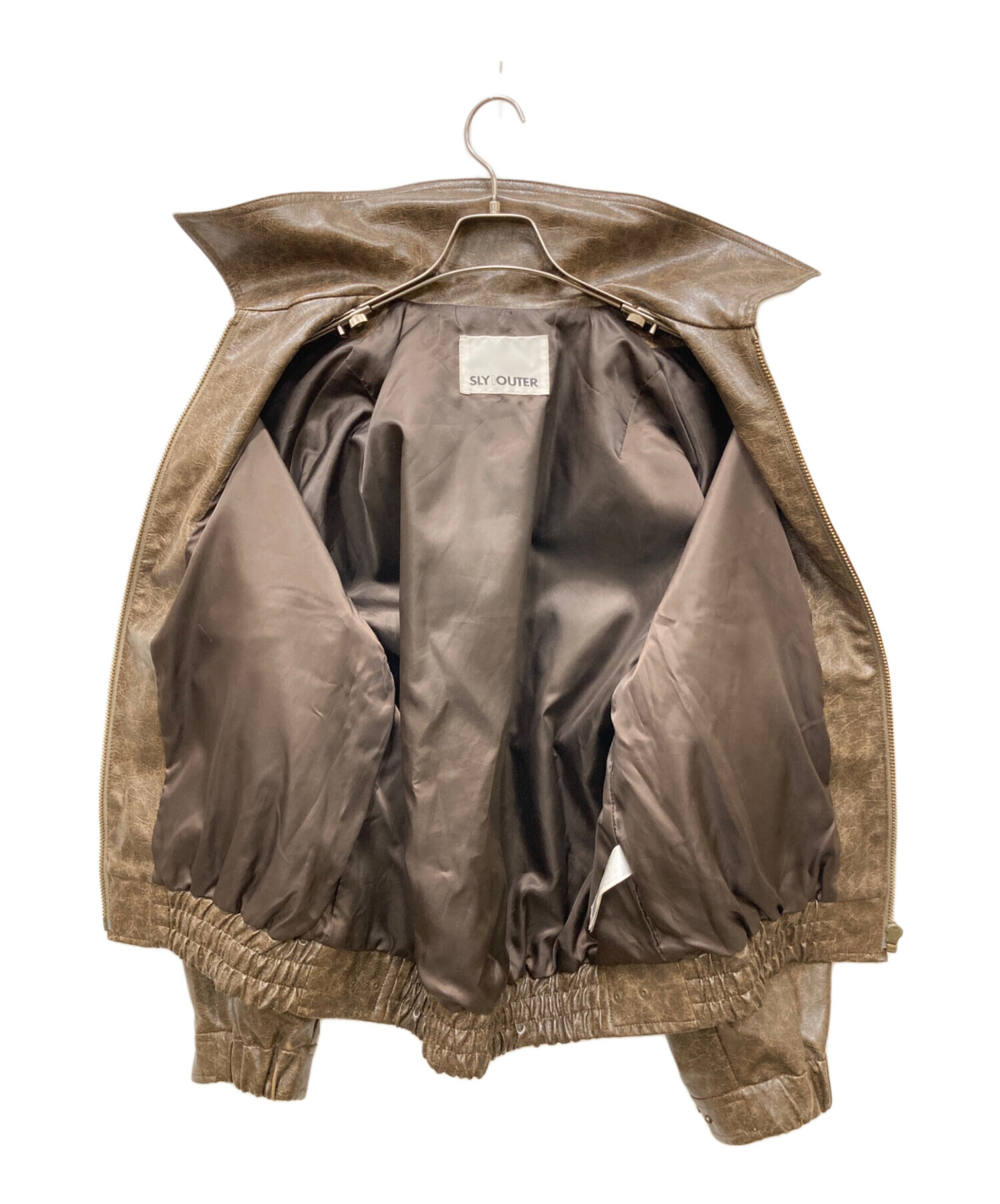 SLY ブルゾン ブラウン SLY（スライ）の「【再入荷】FAUX LEATHER ZIP UP BZ フォー レザー