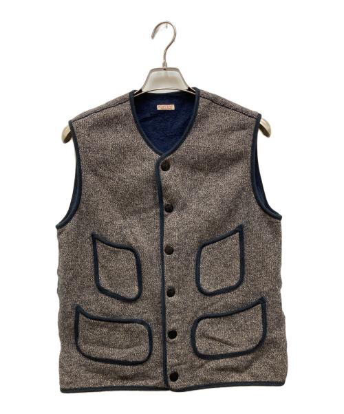 KAPITAL 茶、グレー ベスト レザー付き KAPITAL 茶、グレー ベスト レザー付き