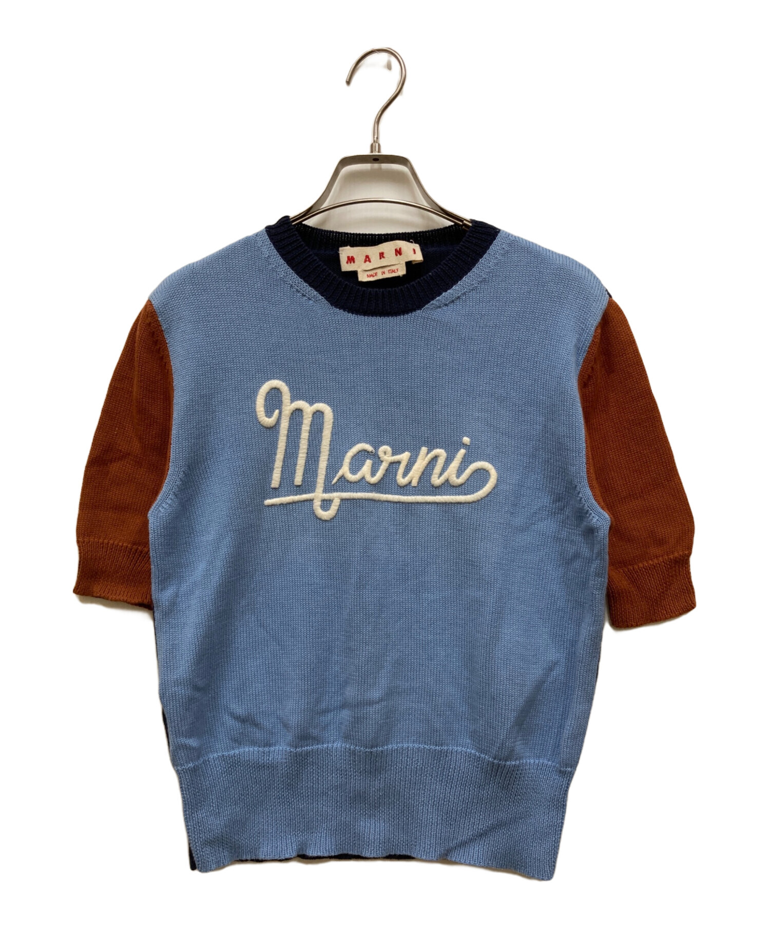 新品 MARNI マルニ 加工 ニット ポロシャツ 48 ロゴ 刺繍 新品 MARNI マルニ 加工 ニット ポロシャツ 48 ロゴ 刺繍