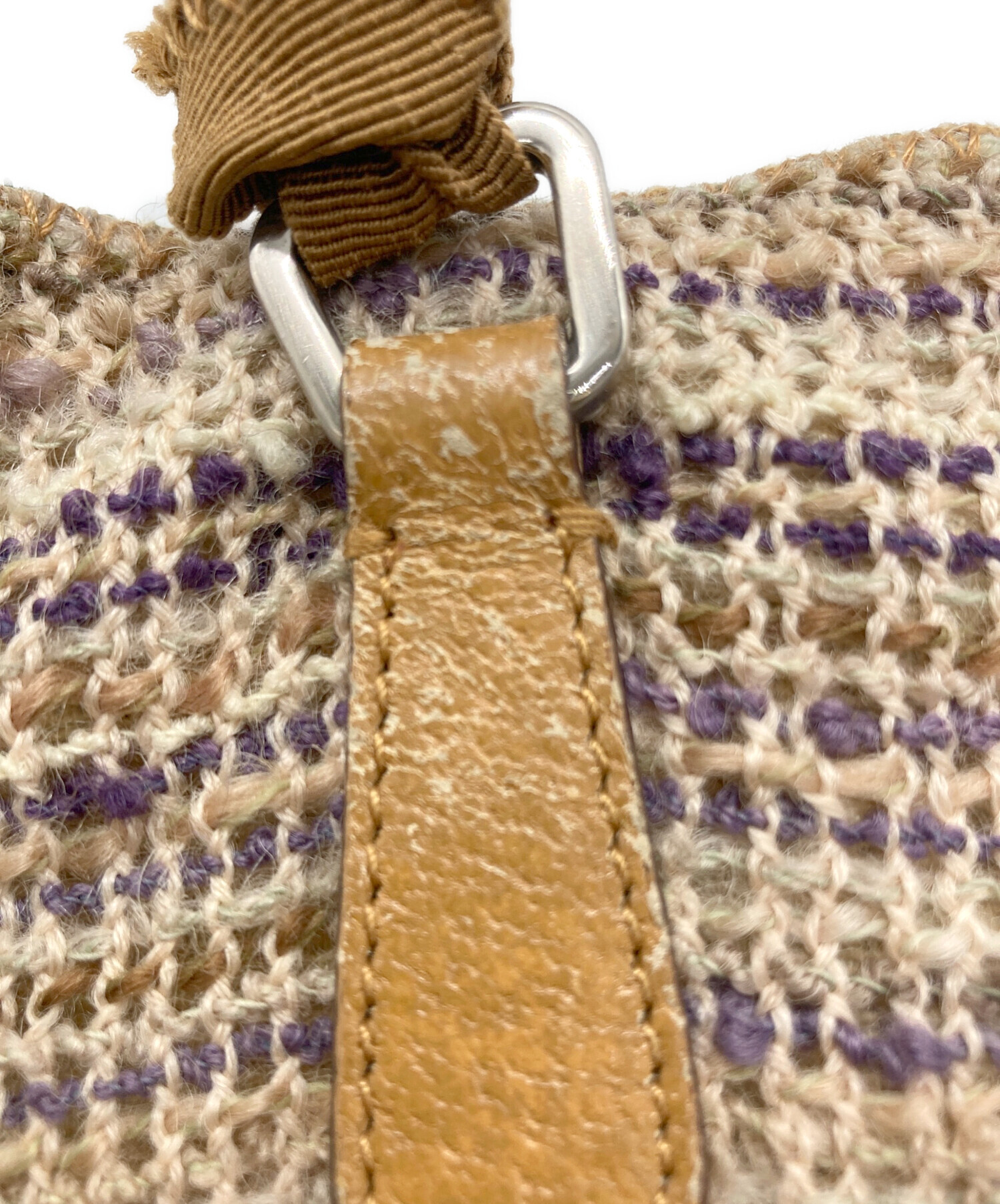 【プラダ】ストゥオイアツイード ロゴ ハンドバッグ ブラウン ツイード プラダ】ストゥオイアツイード ロゴ ハンドバッグ ブラウン ツイード