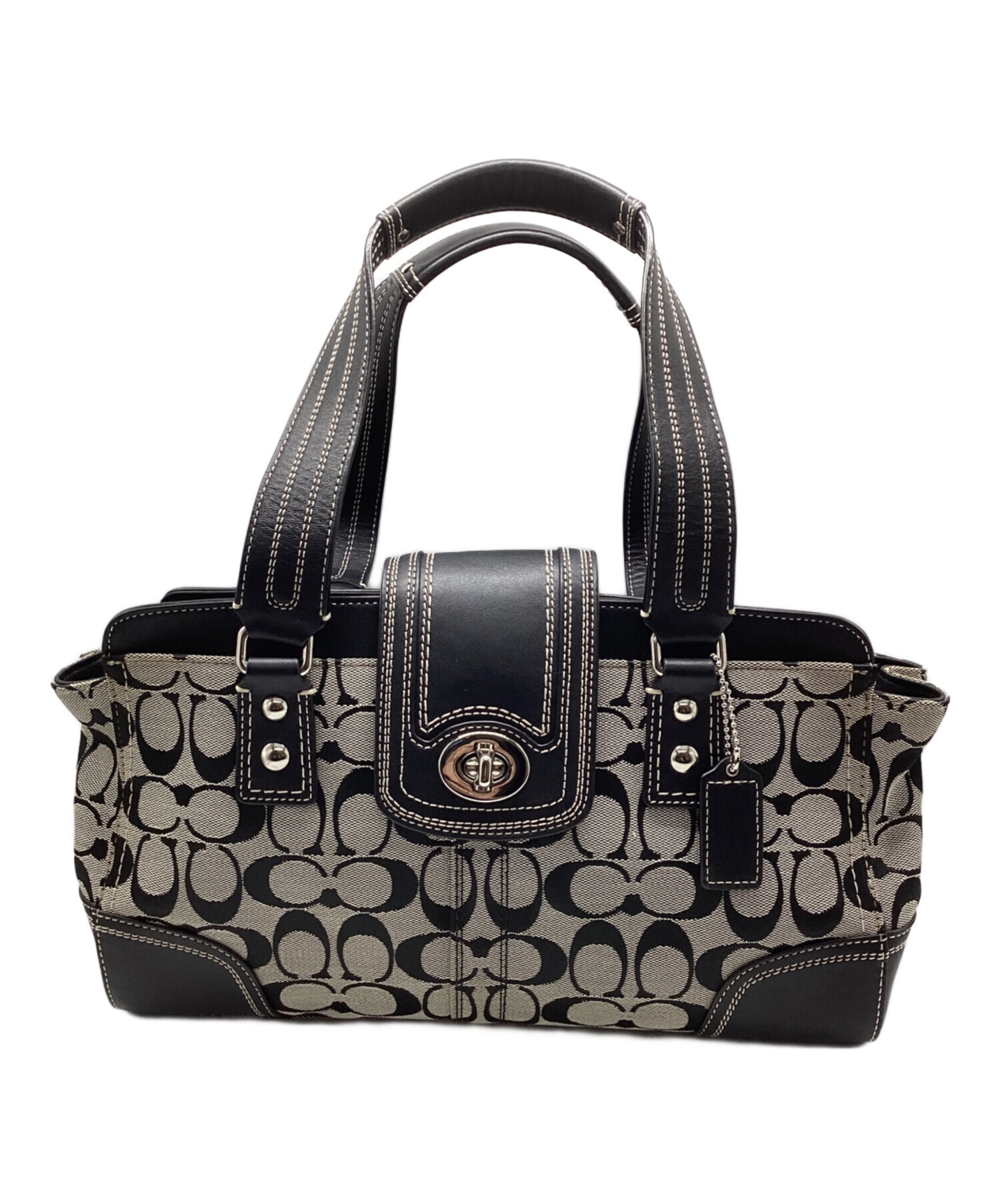 【美品】COACH ハンドバック※海外購入 中古・古着通販】COACH (コーチ) シグネチャーキャンバスハンドバッグ