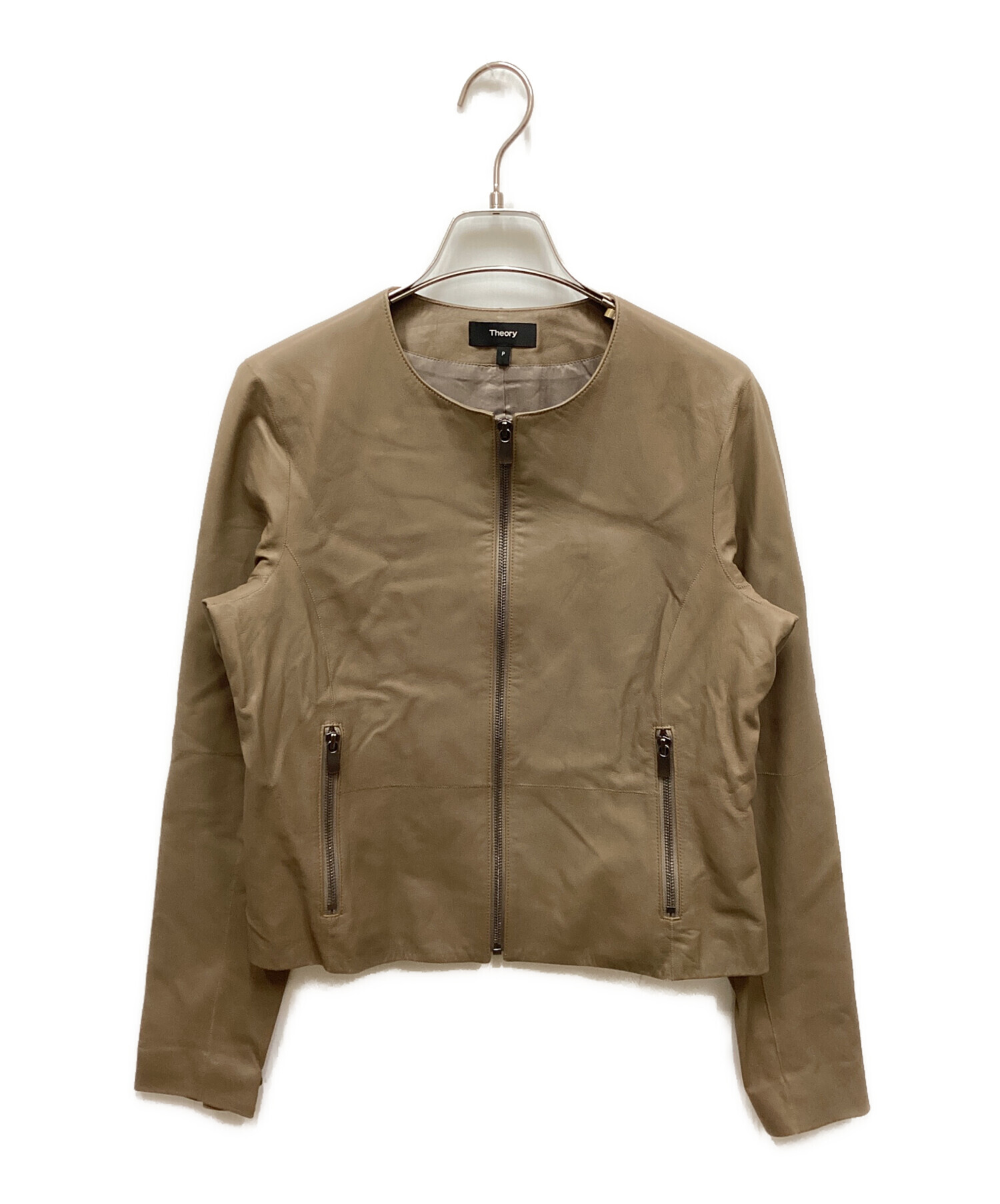 美品 theory セオリー ラムレザー ライダースジャケット 中古・古着通販】theory (セオリー) ラムレザージャケット ブラウン