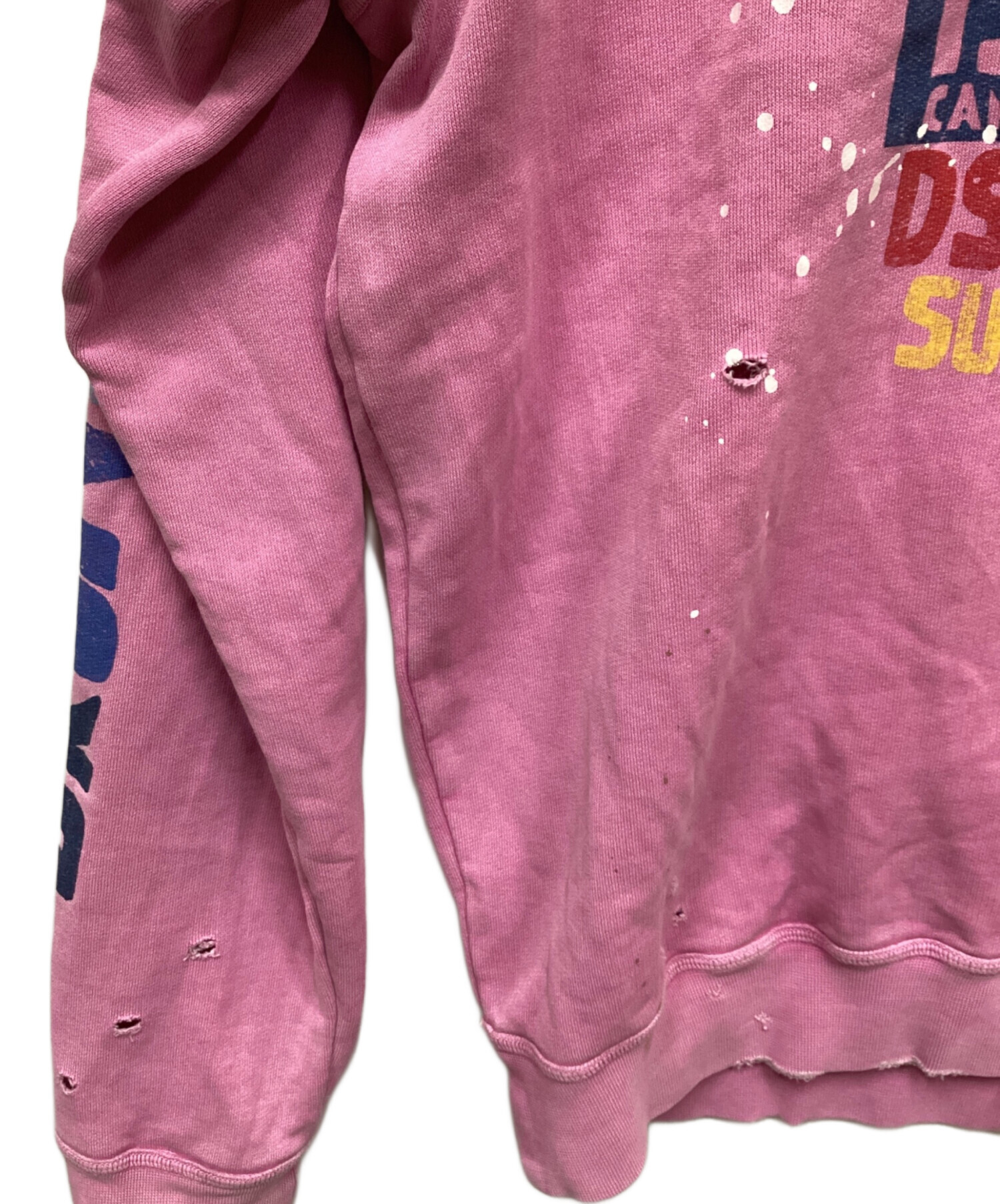 DSQUARED2 スウェット ヴィンテージ ピンク 中古・古着通販】DSQUARED2 (ディースクエアード) 製品染めダメージ