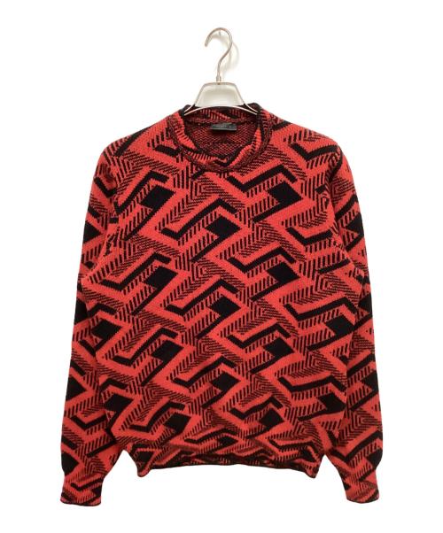 中古・古着通販】PRADA (プラダ) カシミヤ混総柄ニット レッド サイズ