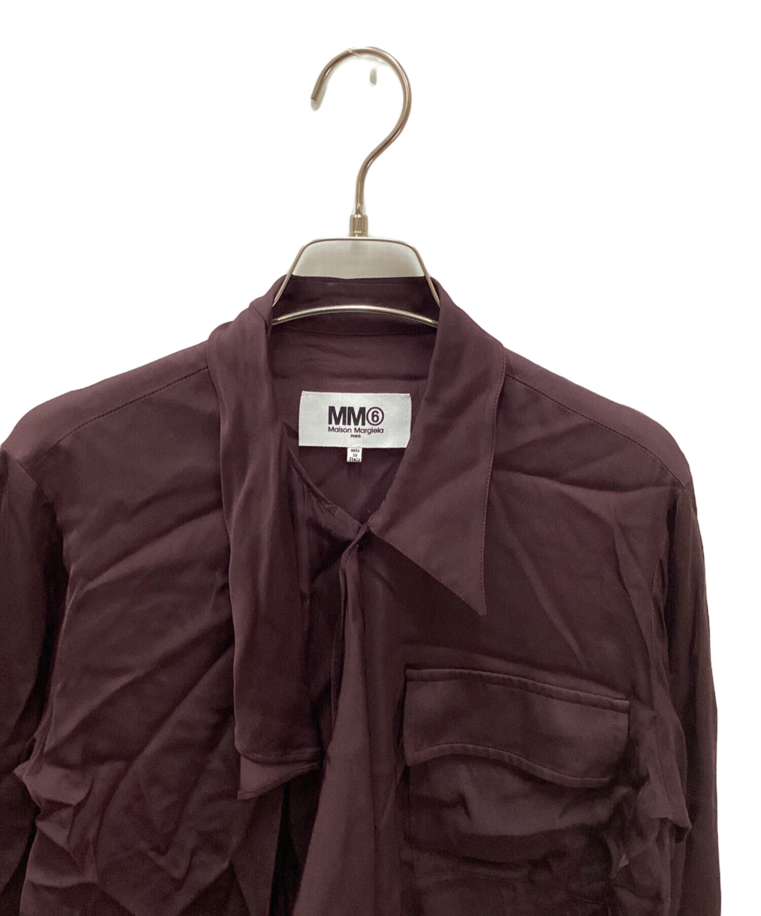 MM6 シャツ　リボン付き半袖シャツ 中古・古着通販】MM6 Maison Margiela (エムエムシックスメゾン
