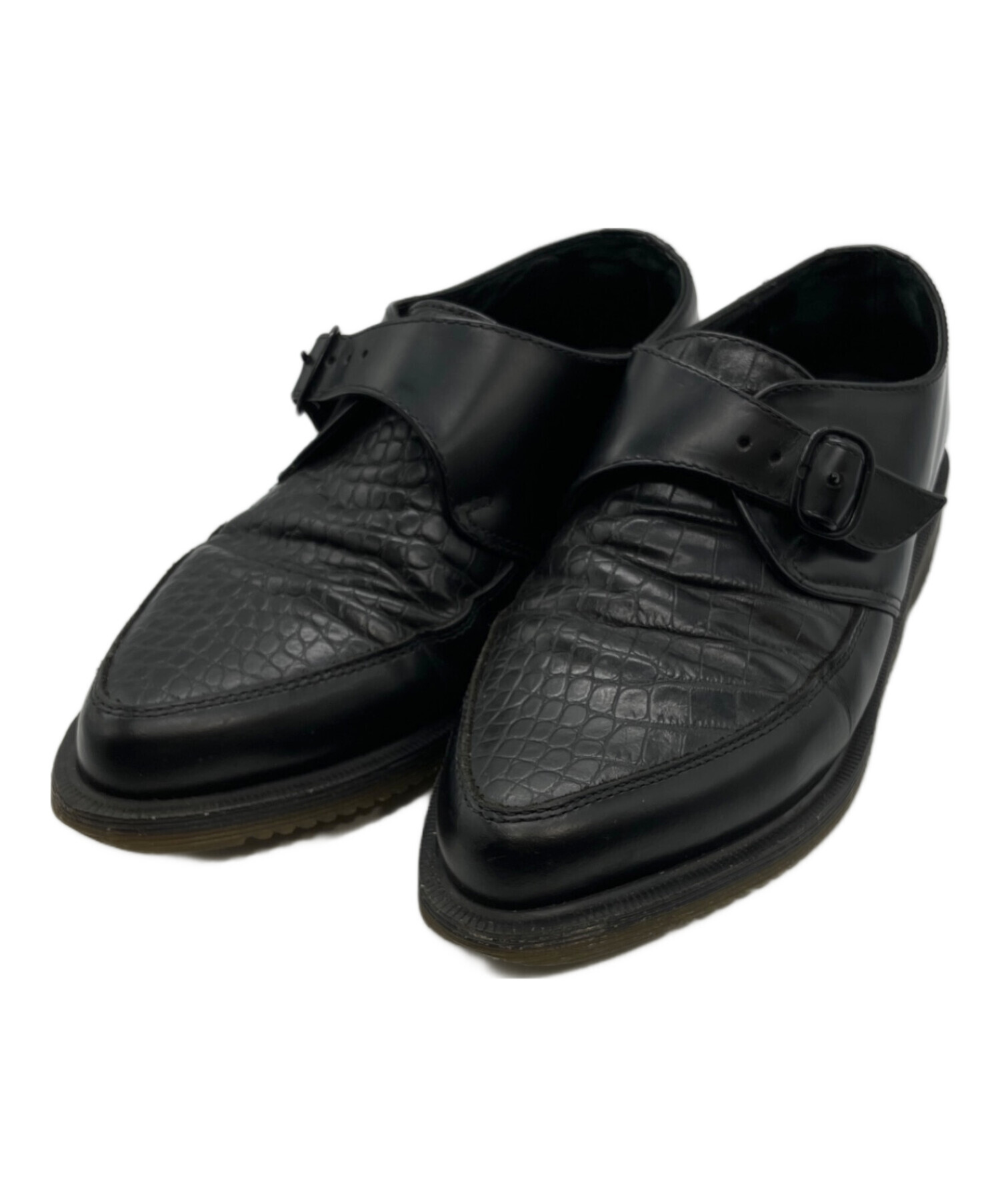 【値下げ歓迎】Dr. Martens ブラック レザー メンズ ドレスシューズ 中古・古着通販】Dr.Martens (ドクターマーチン) クロコ型押しモンク