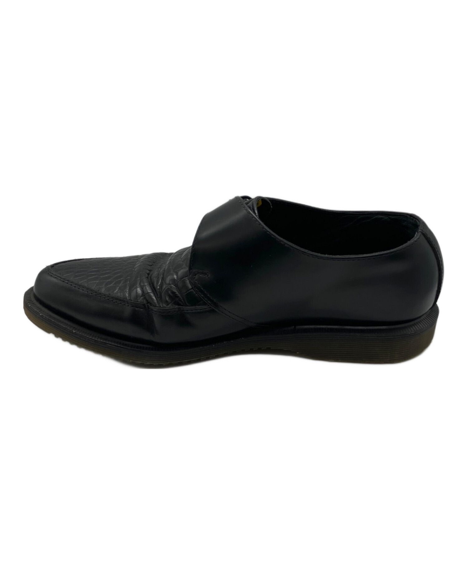 【値下げ歓迎】Dr. Martens ブラック レザー メンズ ドレスシューズ 中古・古着通販】Dr.Martens (ドクターマーチン) クロコ型押しモンク