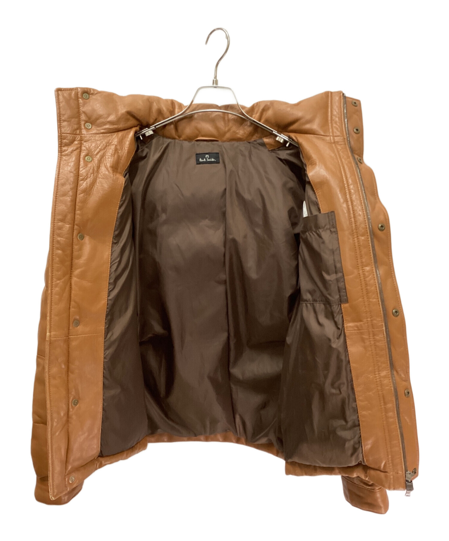 PSポールスミス　ラムレザーダウンジャケット　M ダークブラウン ピーエスポールスミス PS Paul Smith ラムレザー ダウンジャケット