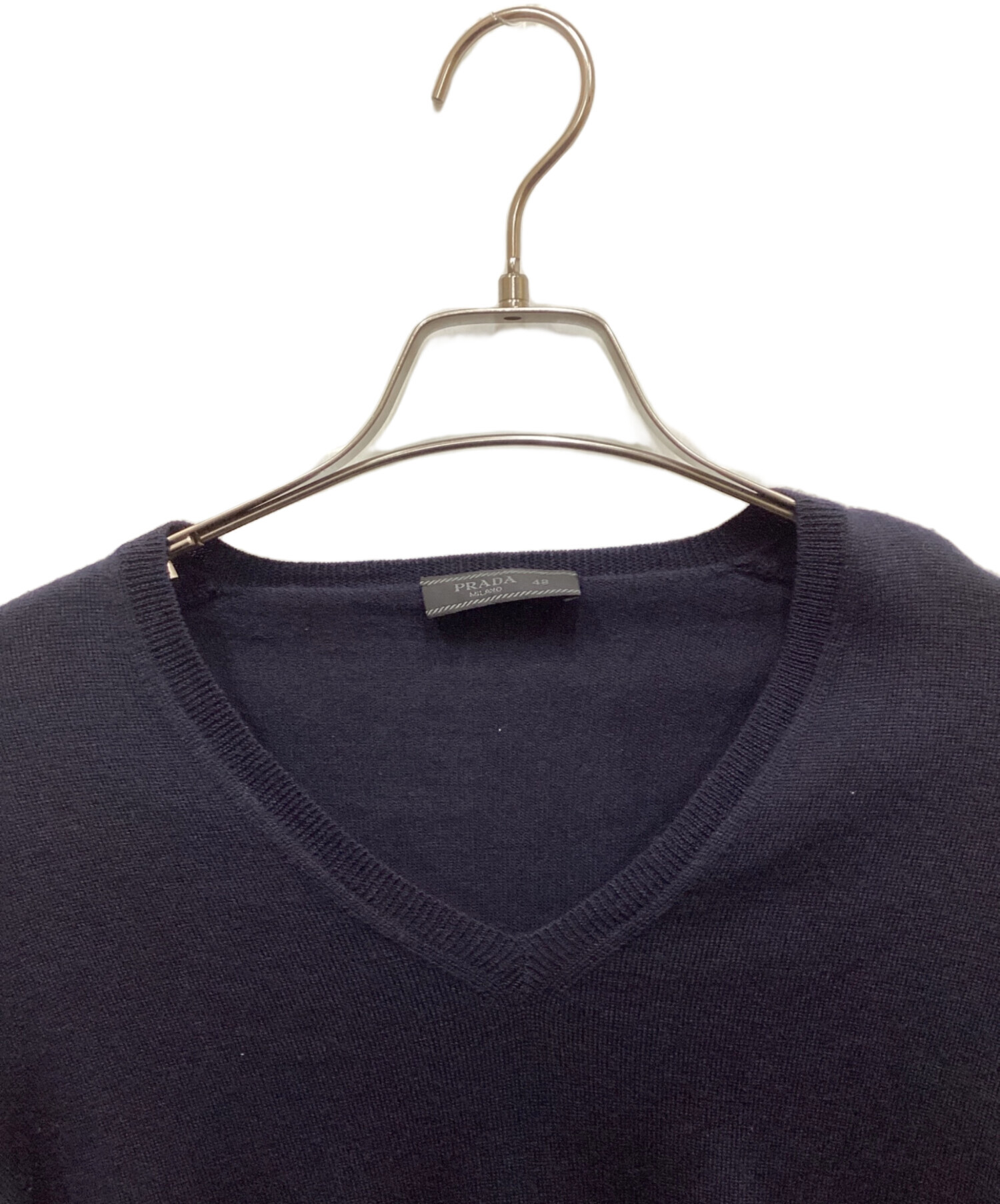 中古・古着通販】PRADA (プラダ) Vネックニット ネイビー サイズ:48