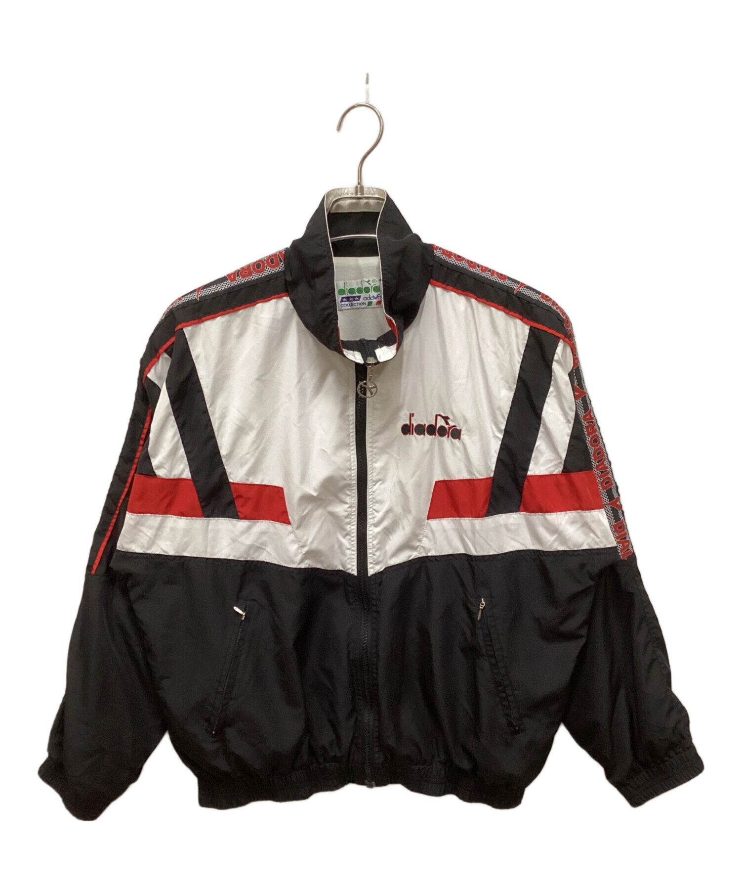 90s diadora ディアドラ　L ナイロンジャケット　ブラック 中古・古着通販】DIADORA (ディアドラ) テープラインナイロン