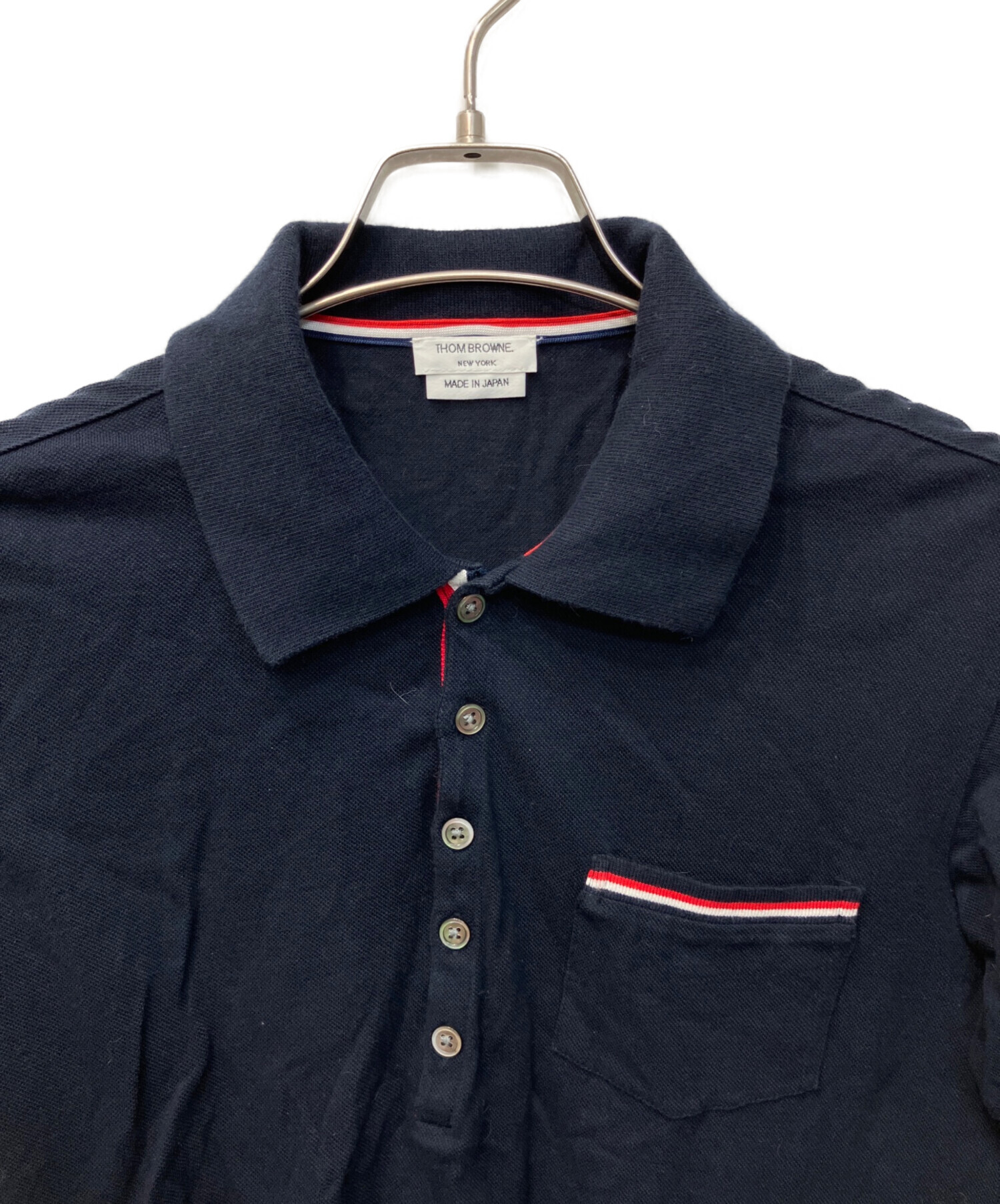 トムブラウン（THOM BROWNE）ネイビー ポロシャツ 中古・古着通販】Thom Browne (トムブラウン) ポロシャツ ネイビー