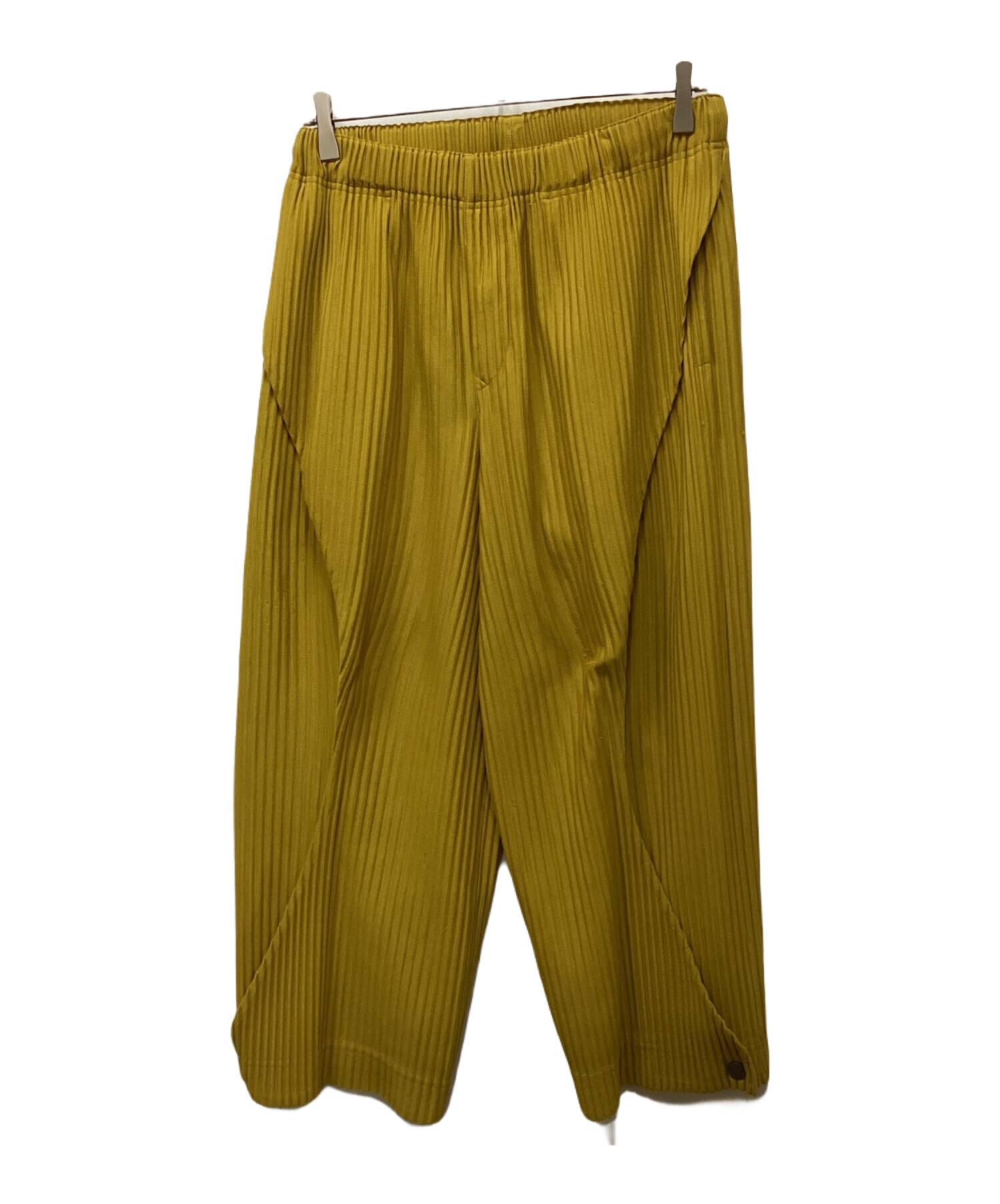 【値下げ】ISSEY MIYAKE オムプリッセ プリーツ パンツ イエロー 中古・古着通販】HOMME PLISSE ISSEY MIYAKE (オム プリッセ イッセイ