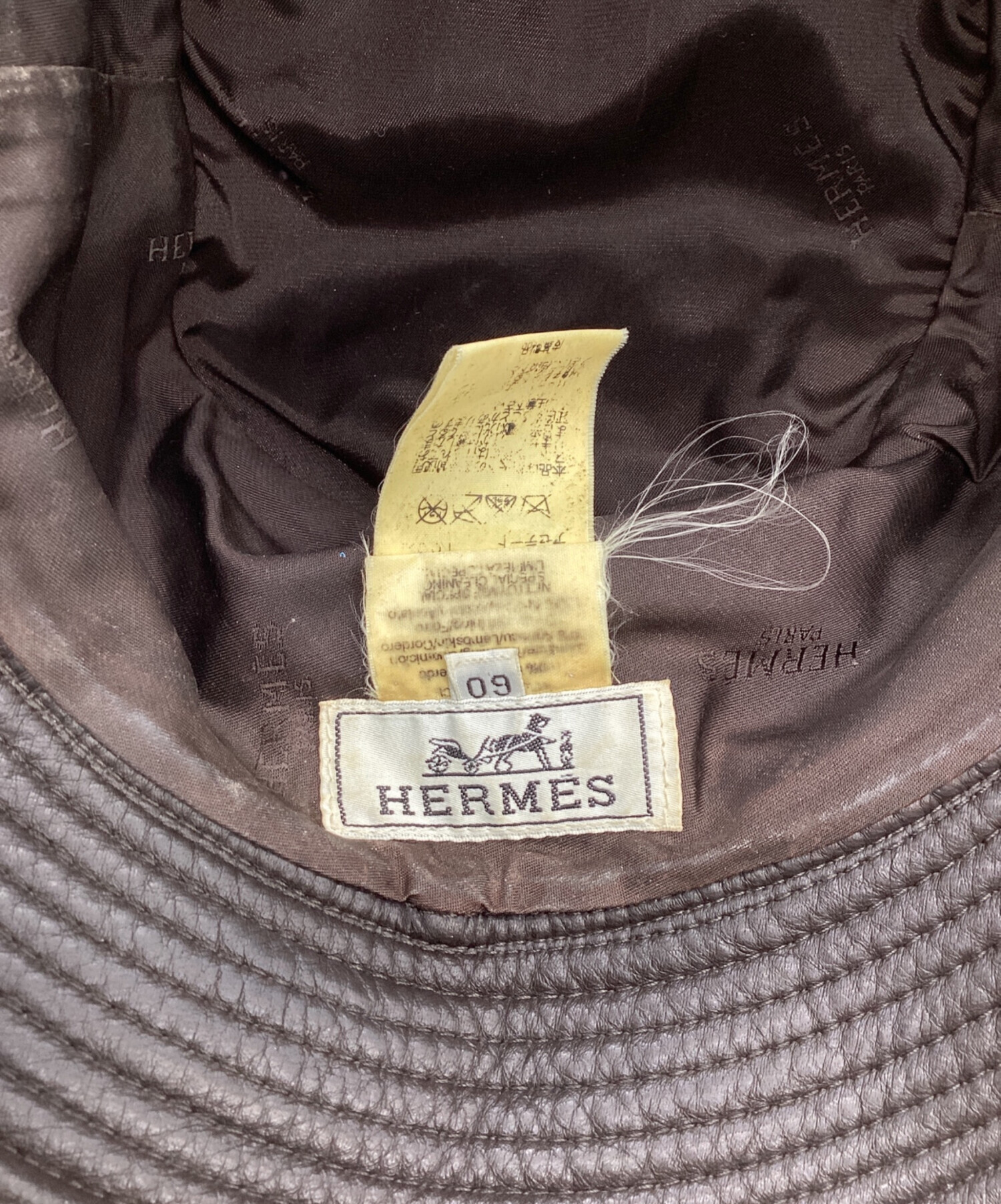 中古・古着通販】HERMES (エルメス) ラムレザーハット ブラウン
