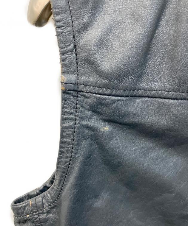 中古・古着通販】DIESEL (ディーゼル) レザーベスト ネイビー サイズ:S