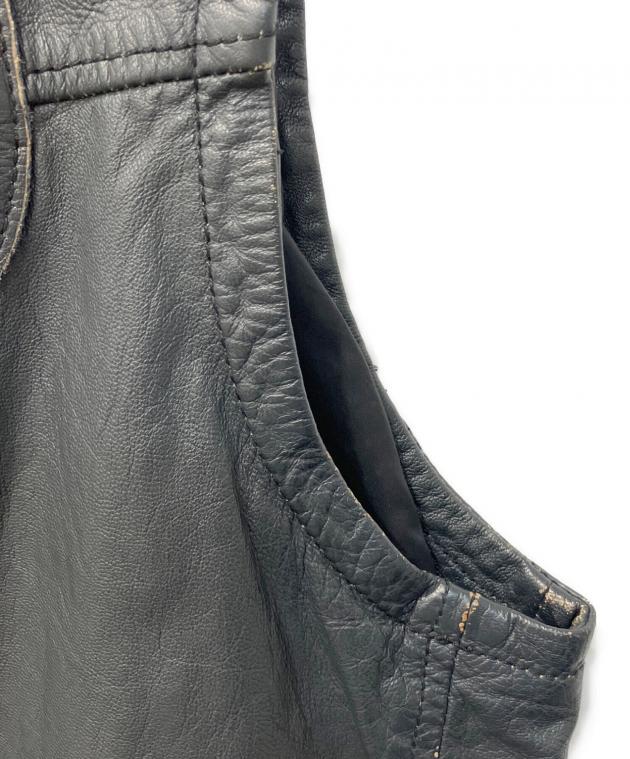 中古・古着通販】DIESEL (ディーゼル) レザーベスト ネイビー サイズ:S