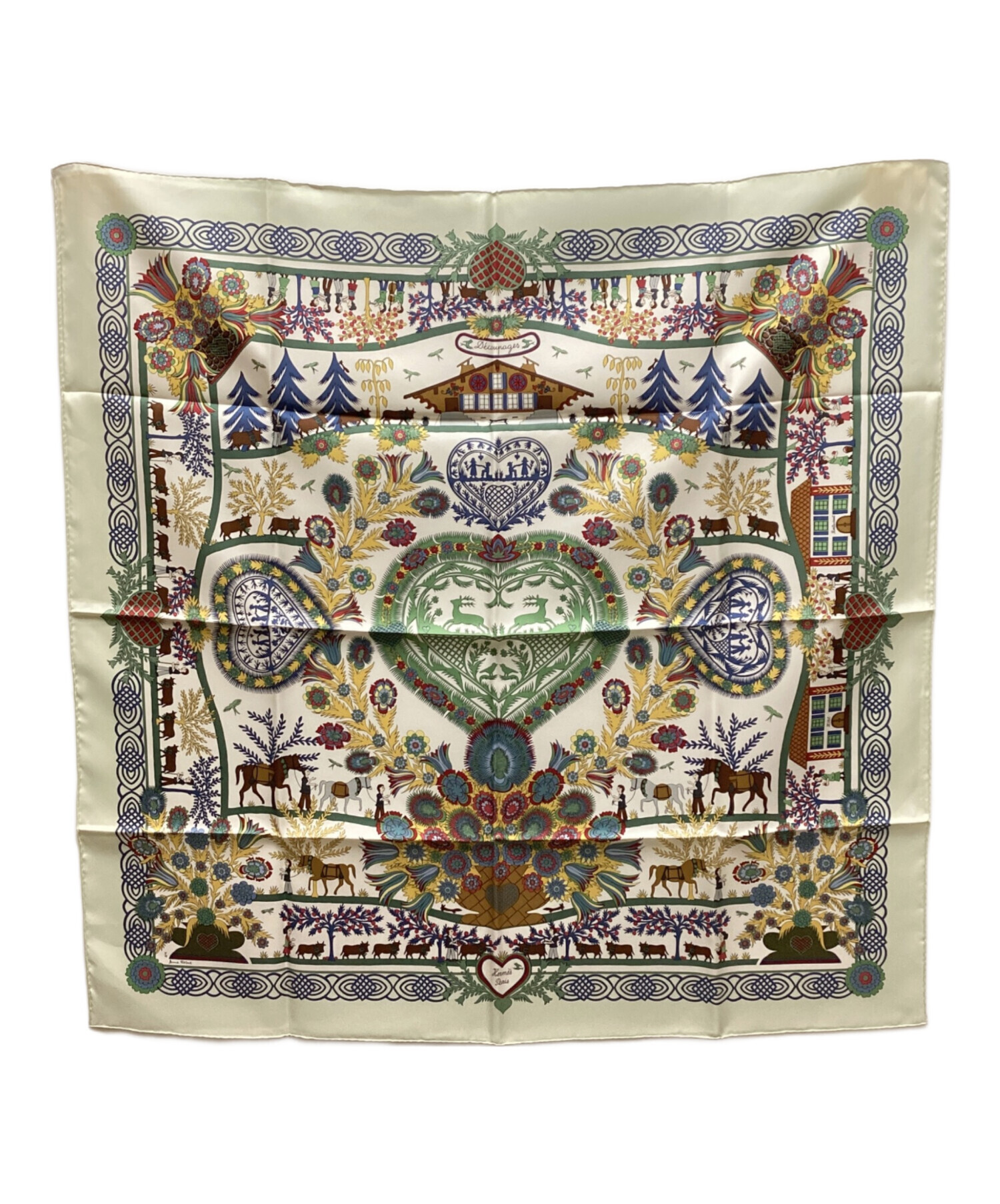 中古・古着通販】HERMES (エルメス) シルクスカーフ 黄緑｜ブランド