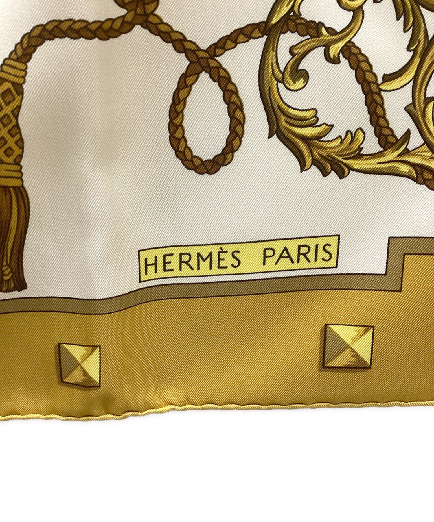 中古・古着通販】HERMES (エルメス) Les Cles シルクスカーフ ベージュ