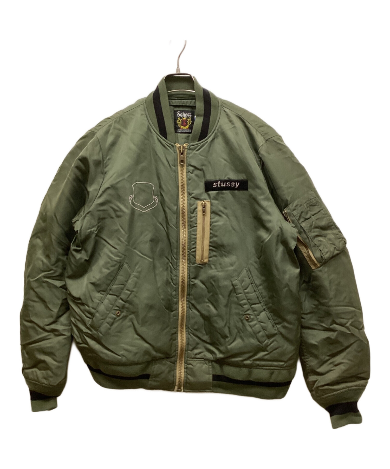 E*y様 Schott　ショット　MA-1　フライトジャケット　古着　グリーン 中古・古着通販】Schott (ショット) レザージャケット グリーン サイズ