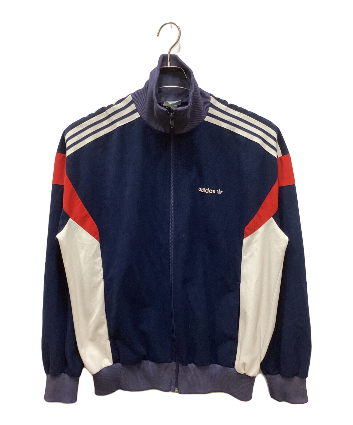 Old  激レア　ベロアトラックジャケット　ロゴ入り　ネイビー 中古・古着通販】adidas (アディダス) ベロアトラックジャケット