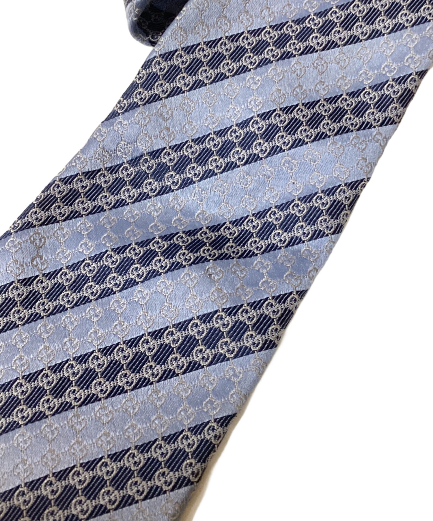 未使用 OLD GUCCI ネクタイ 極上ウール ストライプ柄 スーツ ブラウン 中古・古着通販】GUCCI (グッチ) GGストライプシルクネクタイ スカイ