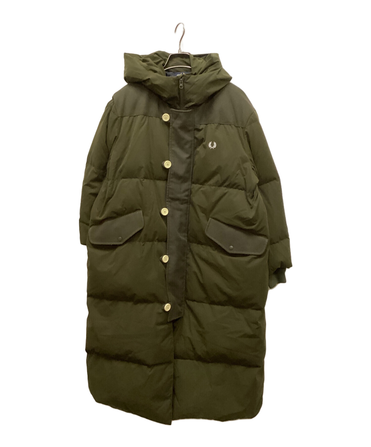 値下げ　FRED PERRY　フレッドペリー　ダウンコート　ベージュ　S 中古・古着通販】FRED PERRY (フレッドペリー) ダウンコート オリーブ