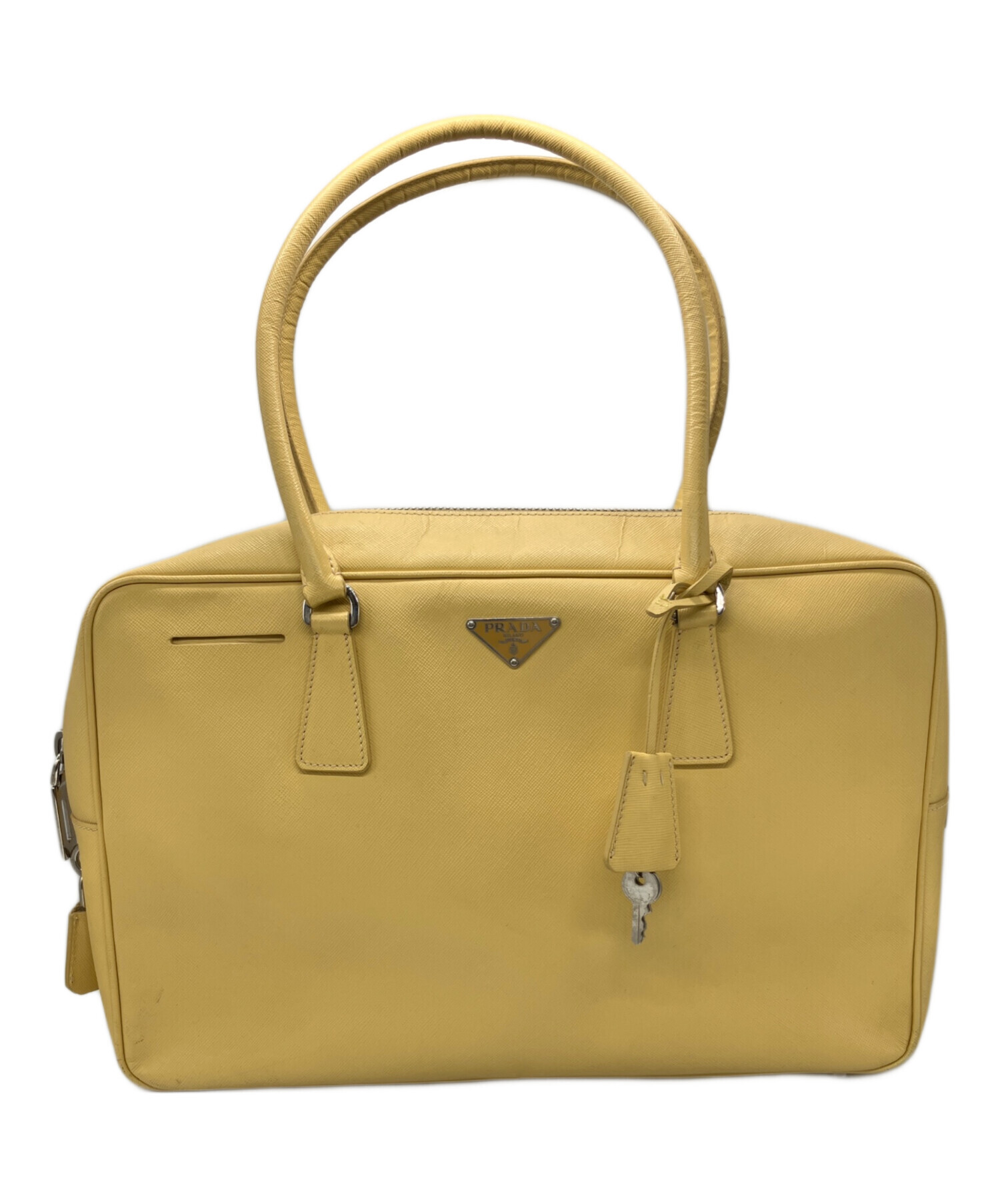 中古・古着通販】PRADA (プラダ) Yellow Saffiano Leather Bauletto