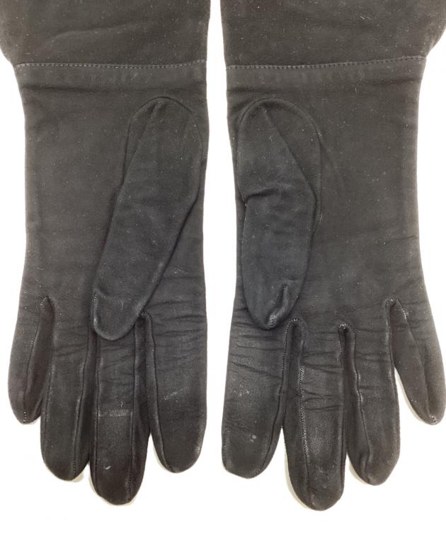 CHANEL  手袋 7 1/2  ブラック COCO マークステッチ スエード 中古・古着通販】CHANEL (シャネル) ココマークスエードグローブ
