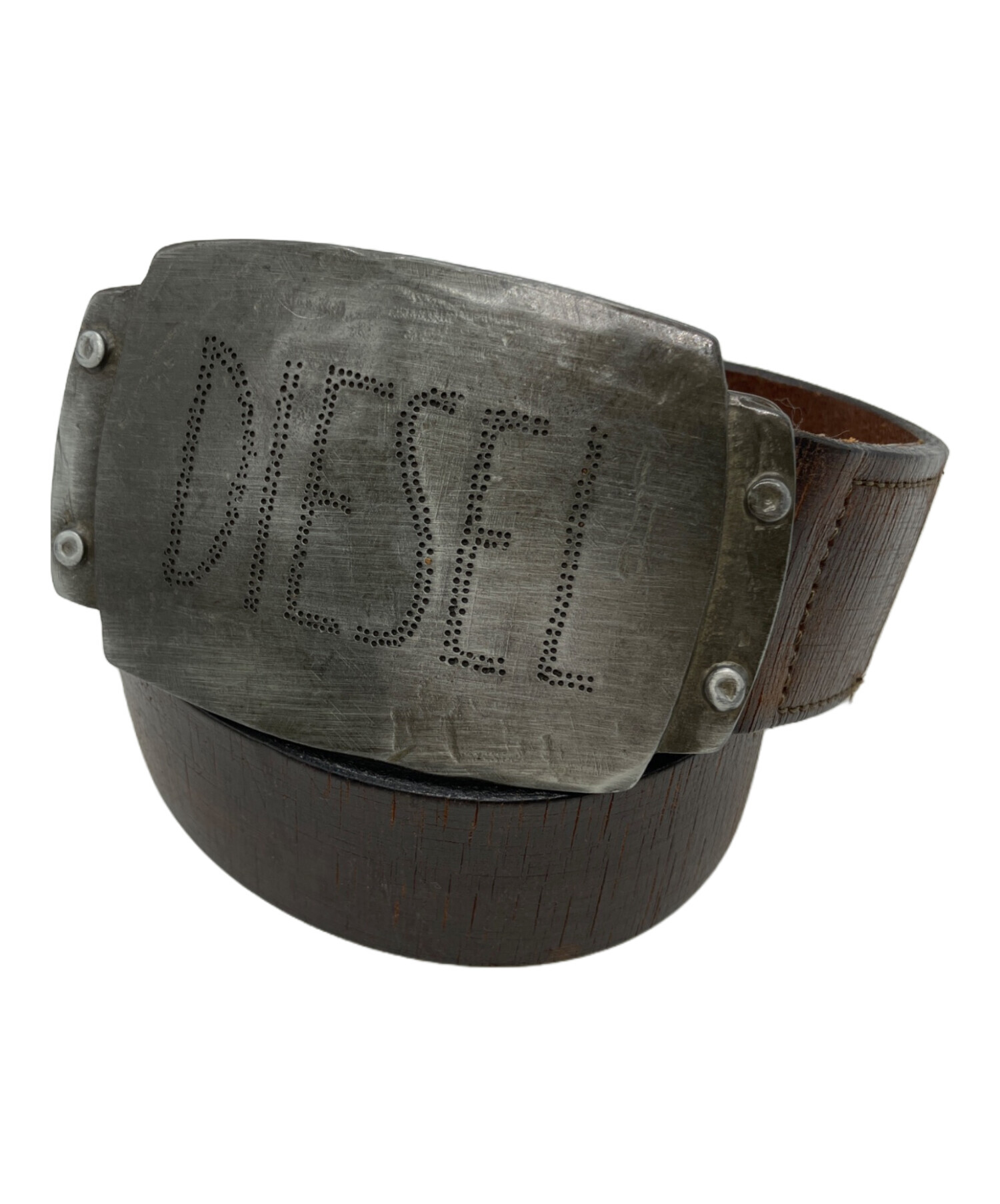 希少 90s ディーゼル プレート ロゴバックル レザーベルト85ヴィンテージ 中古・古着通販】DIESEL (ディーゼル) ロゴバックルレザーベルト