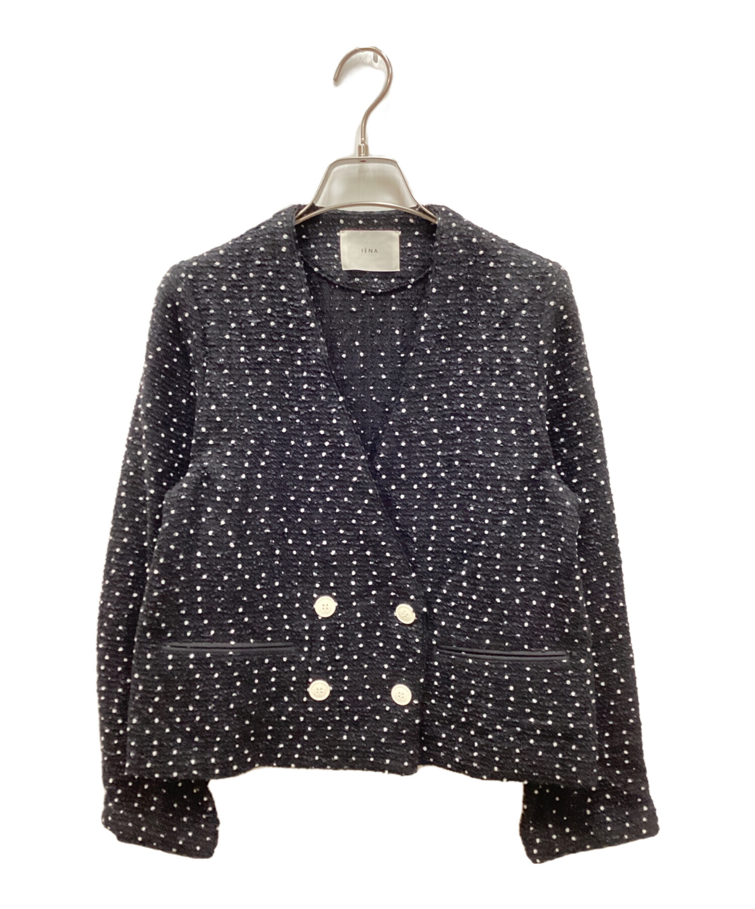IENA - 新品 IENA ドットツイード Vネックジャケット IENAイエナ】ドットツイード Vネックジャケット 38 未使用タグ付 IENA
